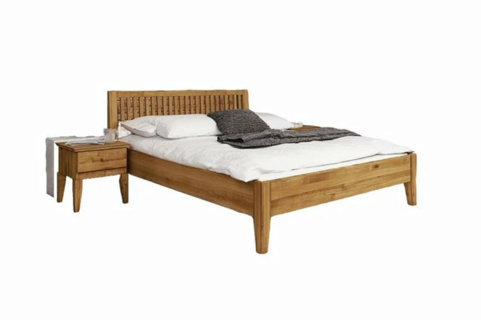 Natur24 Einzelbett Bett Sydo 1 Wildeiche massiv 100x200cm mit Holzkopfteil günstig online kaufen