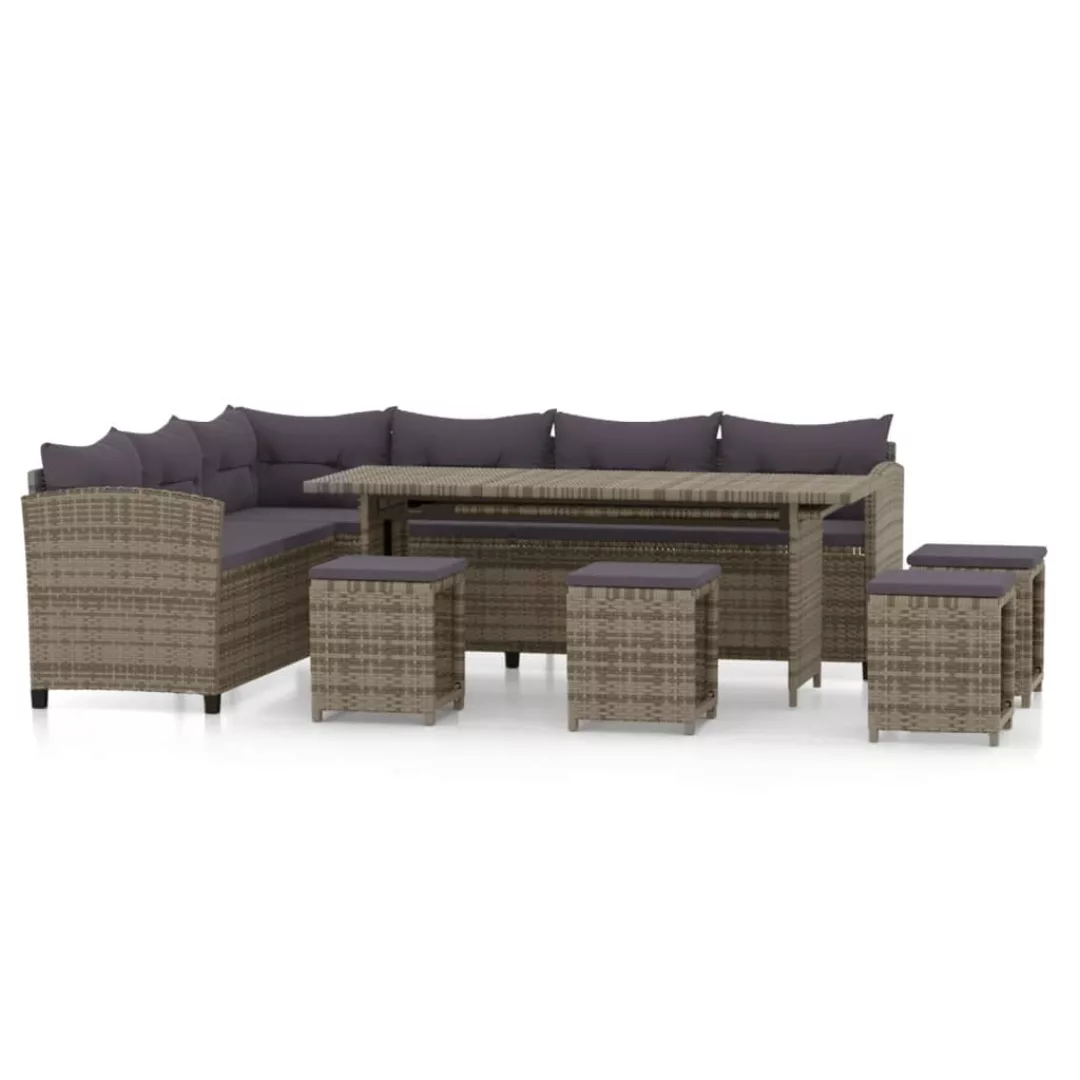 Vidaxl 6-tlg. Garten-lounge-set Mit Kissen Poly Rattan Grau günstig online kaufen