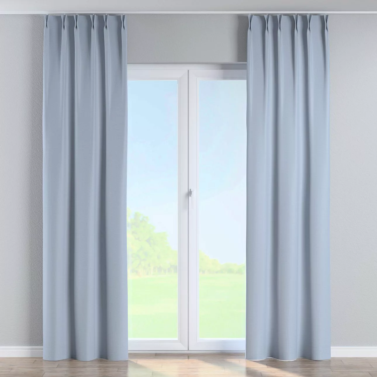 Vorhang mit flämischen 2-er Falten, pastellblau, Blackout (verdunkelnd) (26 günstig online kaufen