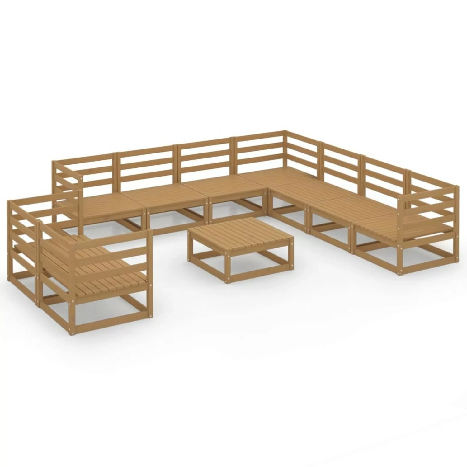 vidaXL 10-tlg Garten-Lounge-Set Honigbraun Massivholz Kiefer Modell 11 günstig online kaufen