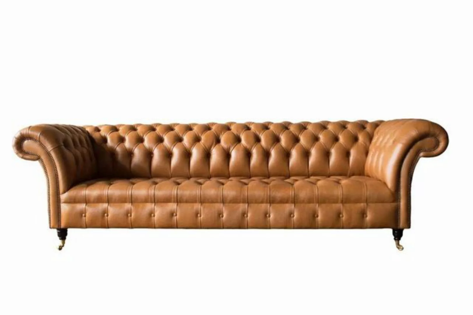 JVmoebel Sofa Braunes Ledersofa Chesterfield 4-Sitzer Sofa Luxus Leder Couc günstig online kaufen