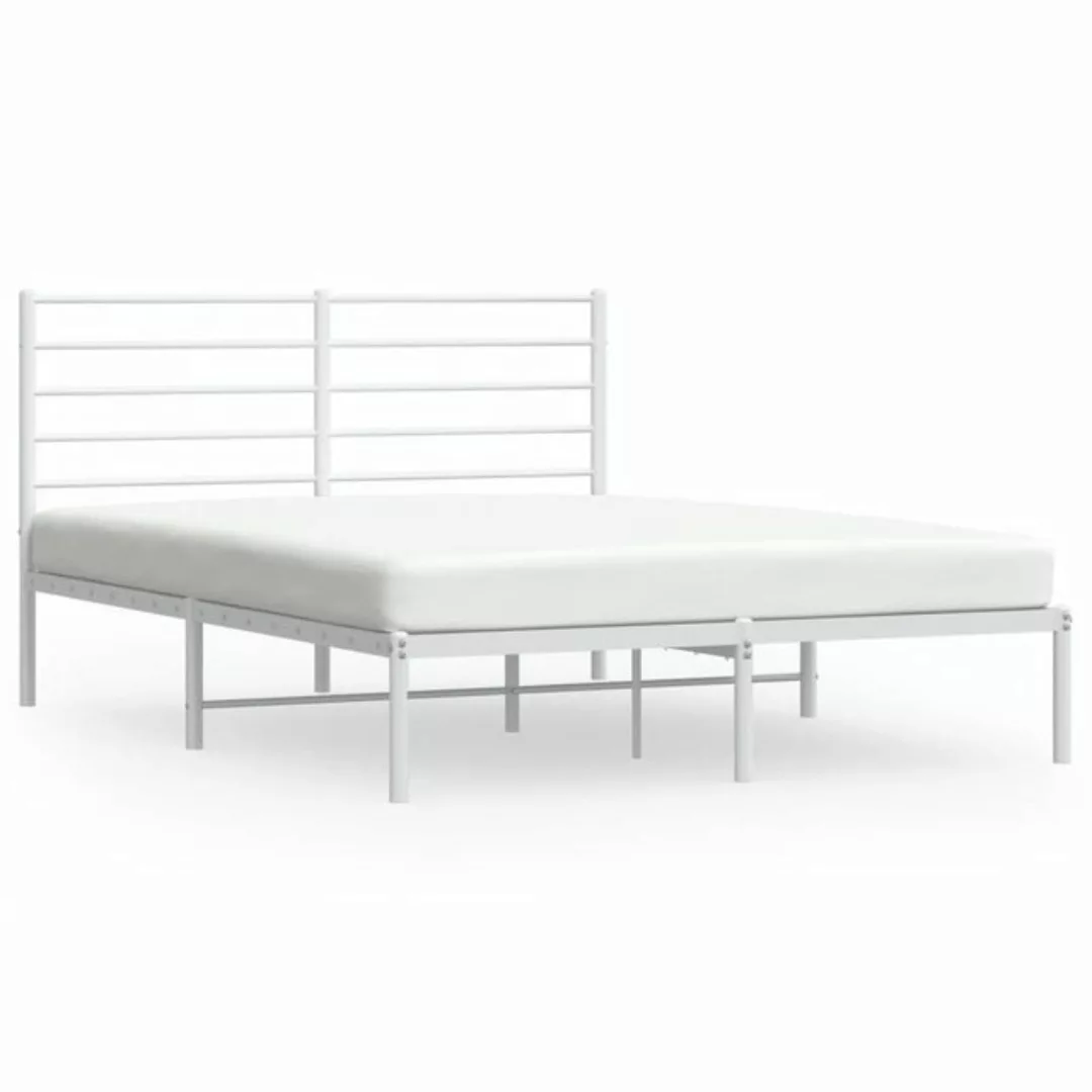 furnicato Bett Bettgestell mit Kopfteil Metall Weiß 150x200 cm günstig online kaufen
