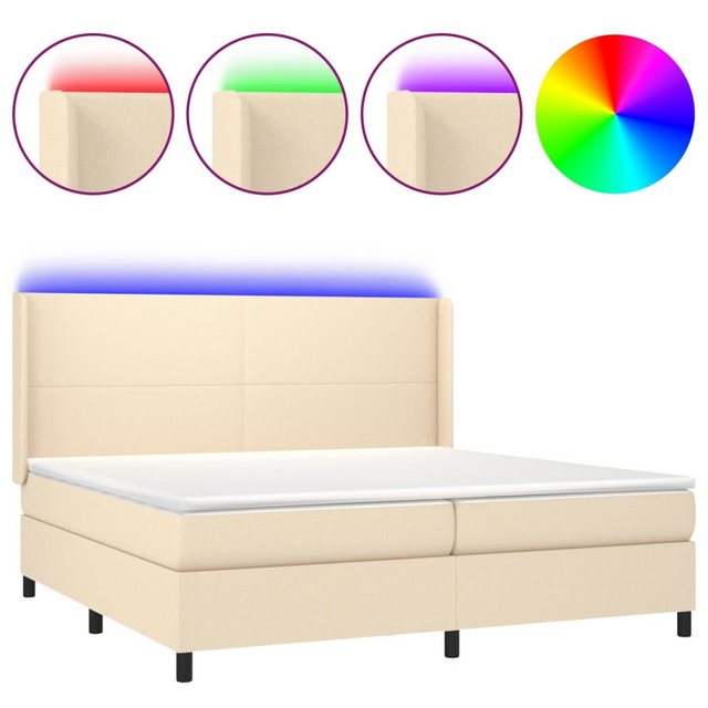 vidaXL Boxspringbett, Boxspringbett mit Matratze & LED Creme 200x200 cm Sto günstig online kaufen