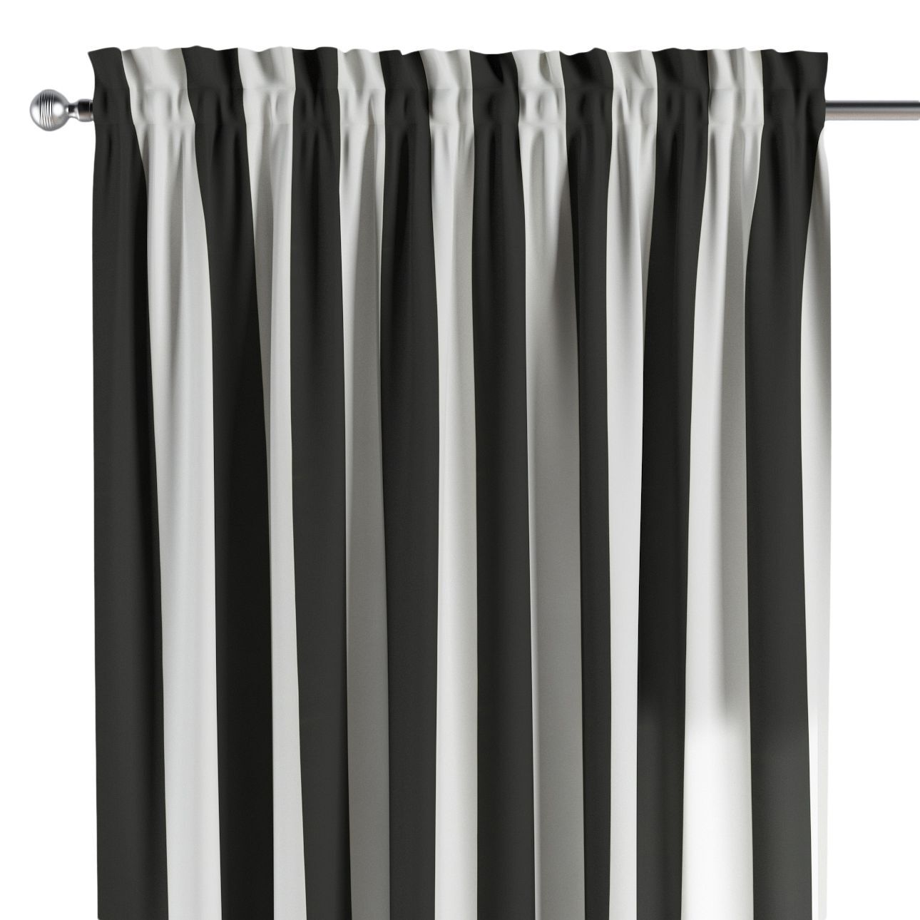 Vorhang mit Tunnel und Köpfchen, schwarz-weiß, Vintage 70's (137-53) günstig online kaufen