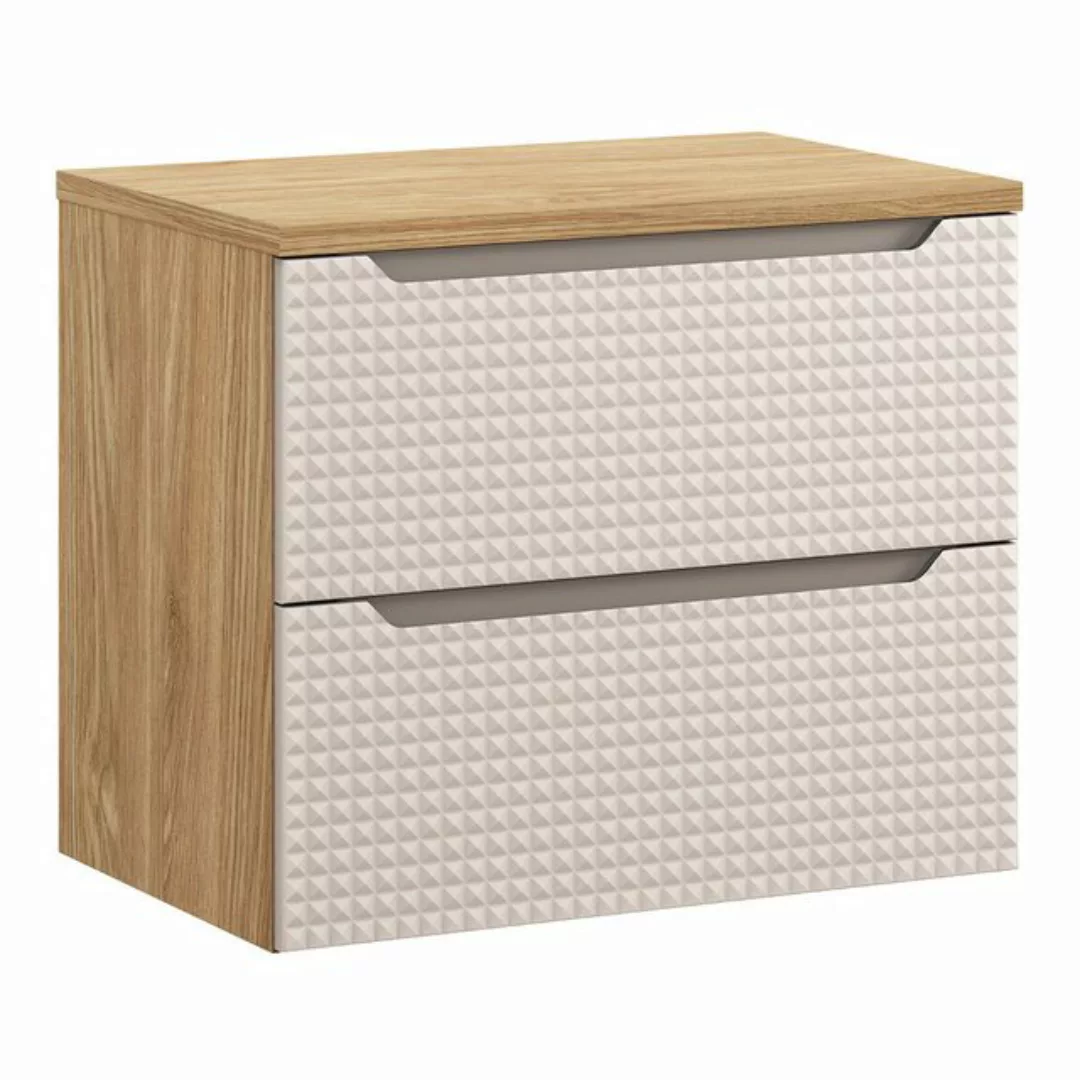 Lomadox Waschbeckenschrank LONDON-56-BEIGE 70 cm breit, Eiche mit beige, Sc günstig online kaufen