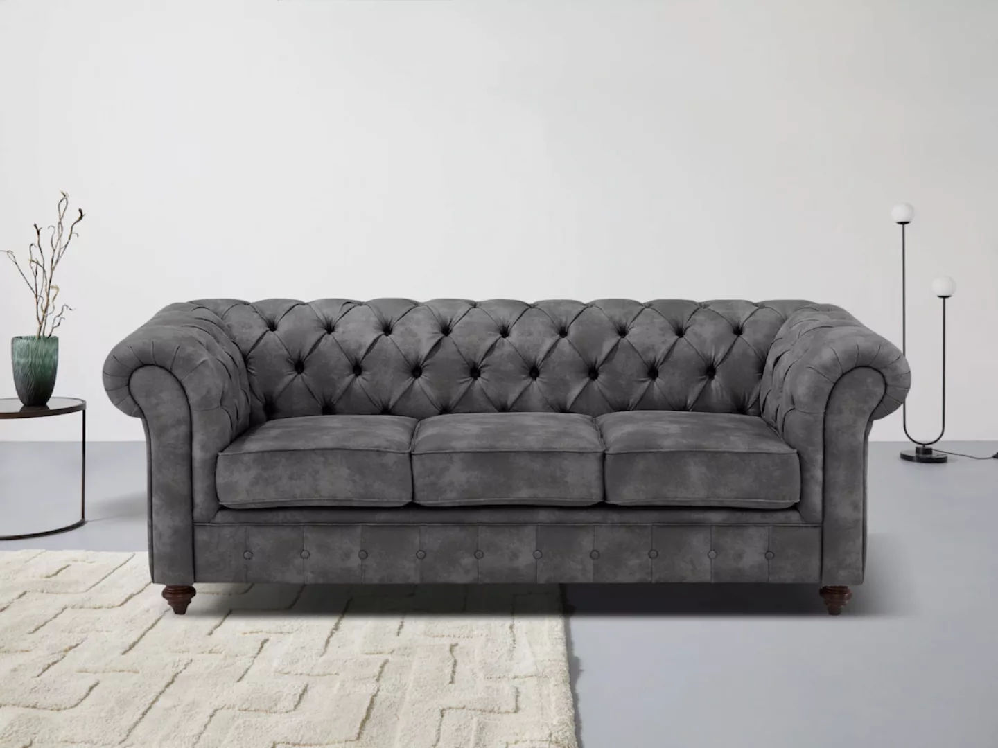 Home affaire Chesterfield-Sofa Chesterfield 3-Sitzer B/T/H: 198/89/74 cm, m günstig online kaufen