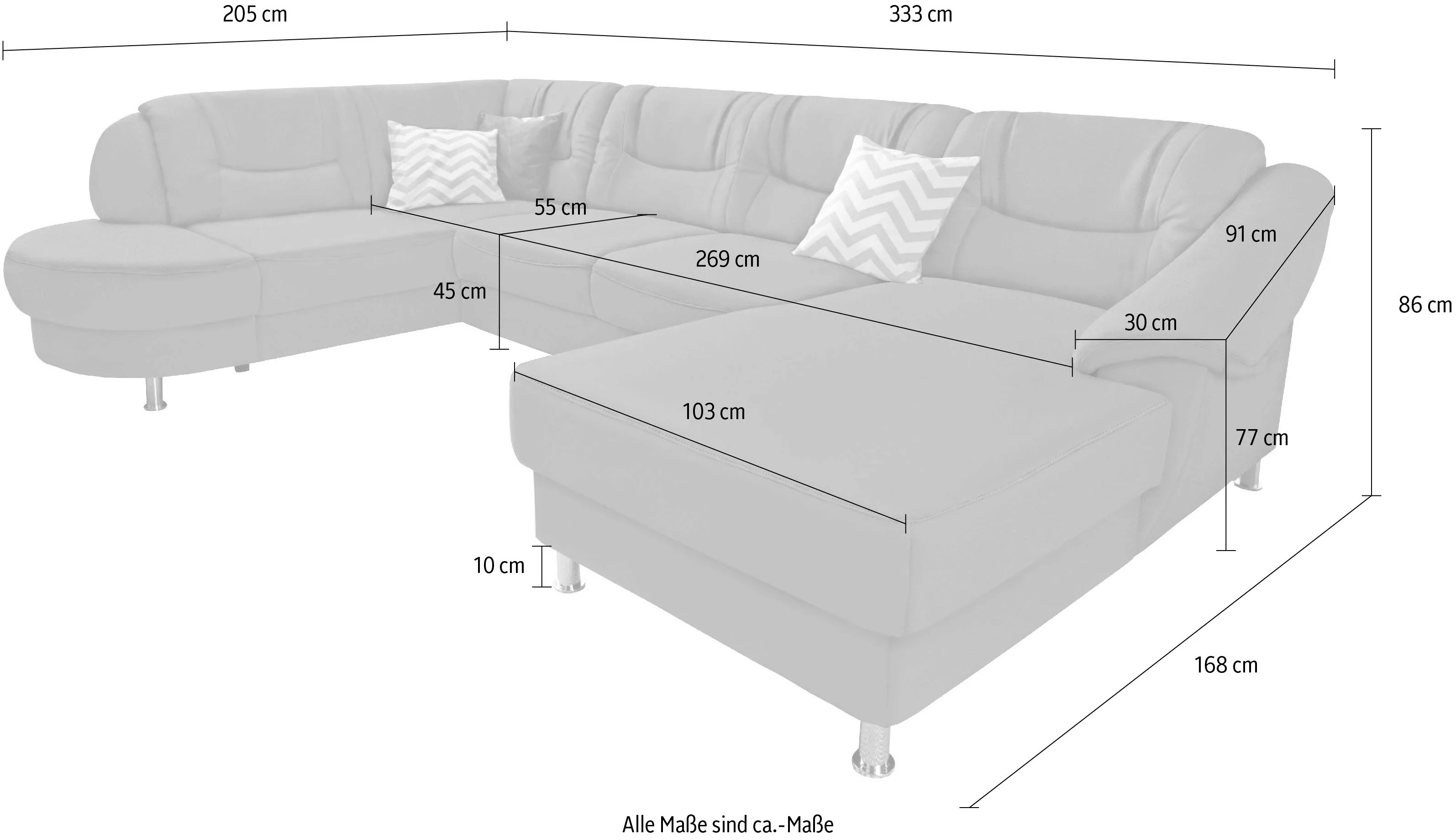 sit&more Wohnlandschaft Salsa U-Form, mit Federkern, wahlweise mit Bettfunk günstig online kaufen