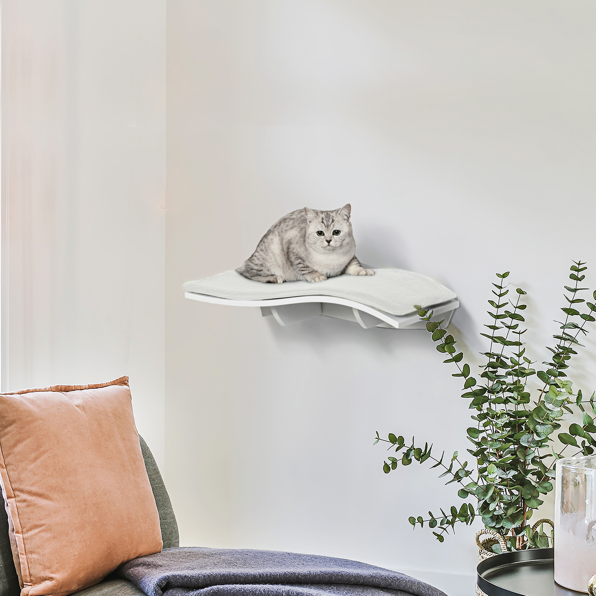 PawHut Katzenbett Wandliege  Wandmontage mit Plüschauflage, MDF, für Katzen günstig online kaufen