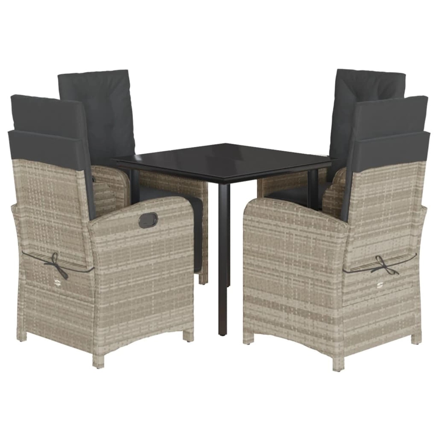 vidaXL 5-Tlg Garten-Essgruppe mit Kissen Hellgrau Poly Rattan 3212606 günstig online kaufen