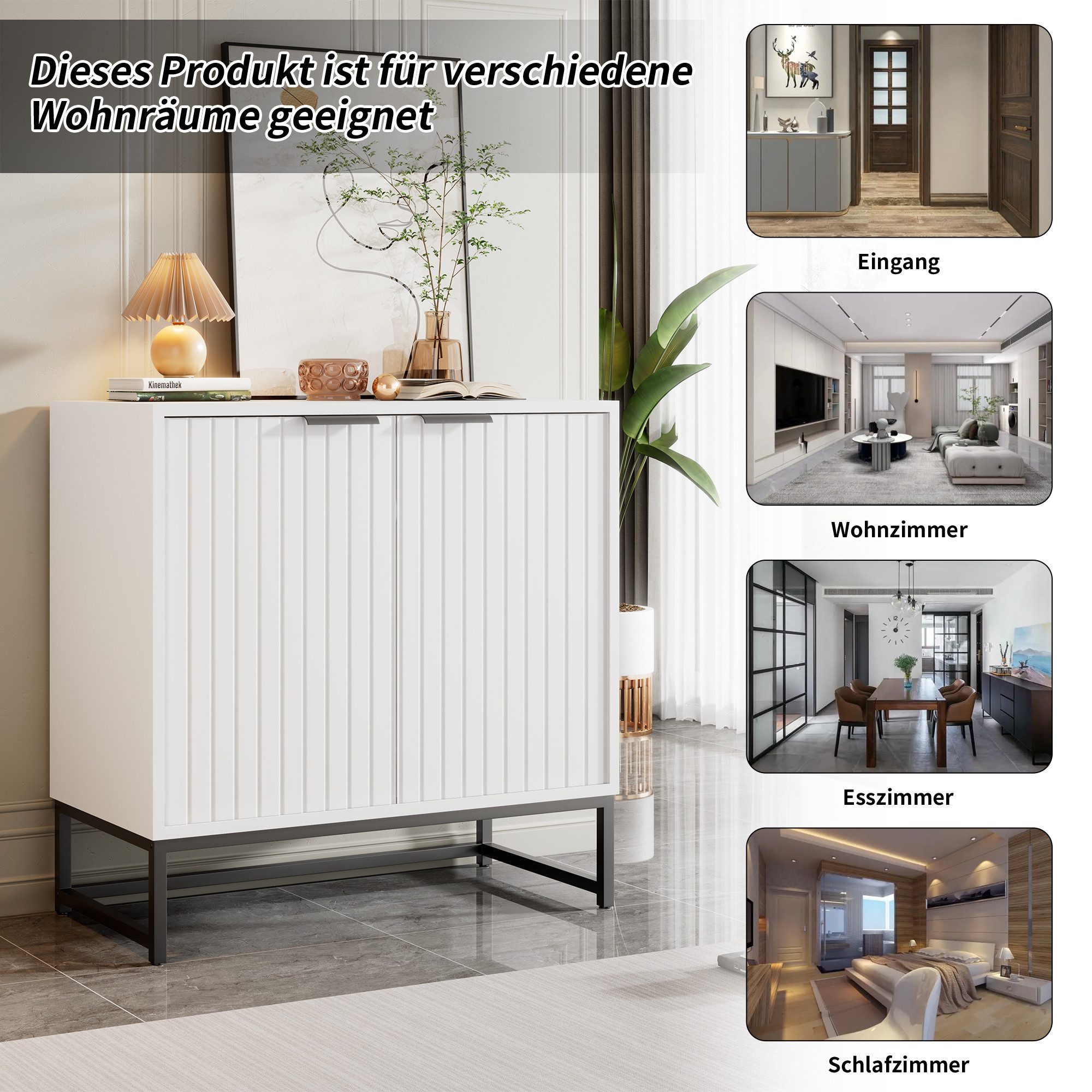 STILVORA Sideboard wohnzimmer weiß,Buffetschrank Küchenschrank in günstig online kaufen