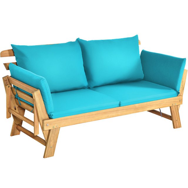 COSTWAY Loungesofa, Gartenbank mit klappbaren Seitenlehnen & Auflage günstig online kaufen