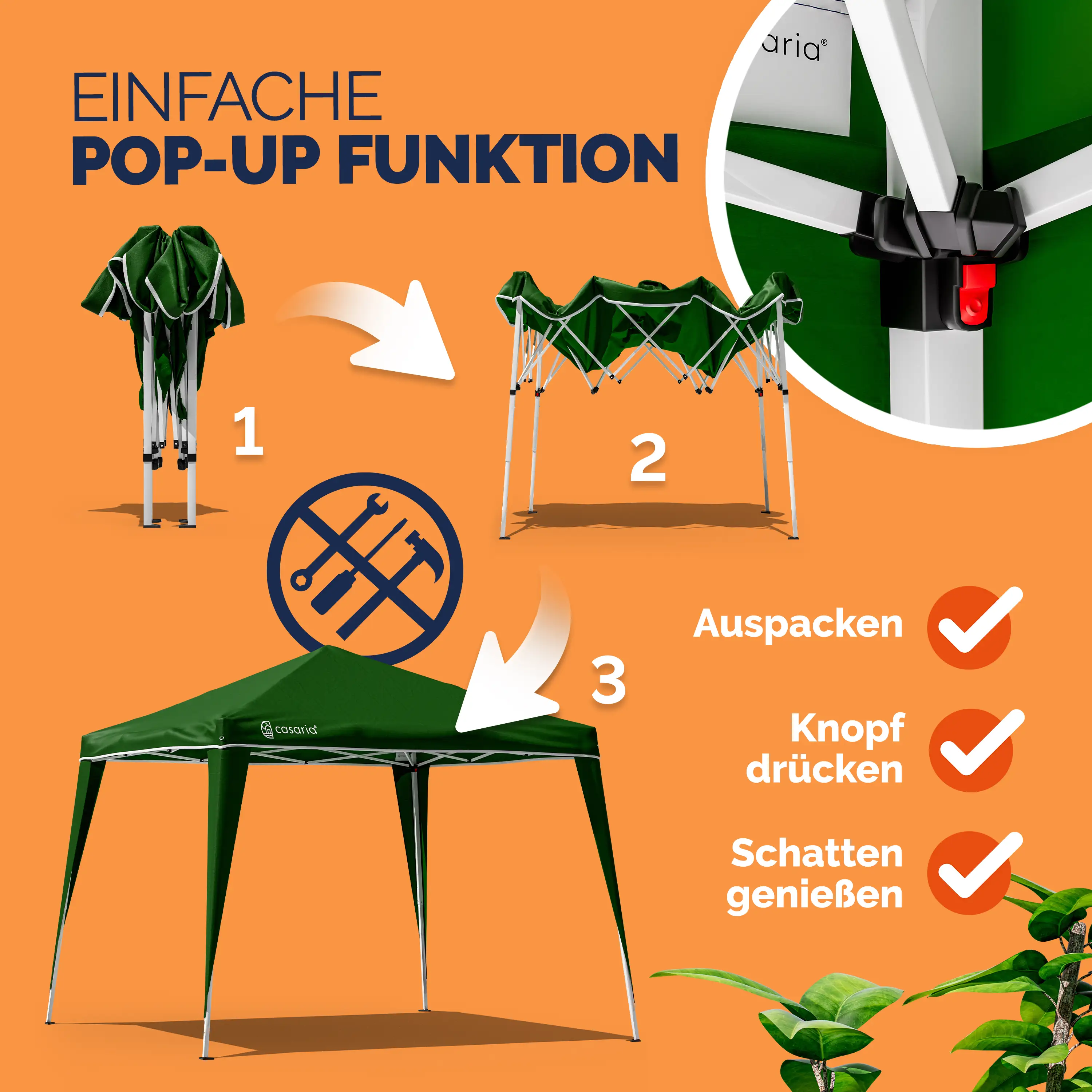 Faltpavillon Capri - Popup Grün 3x3m günstig online kaufen