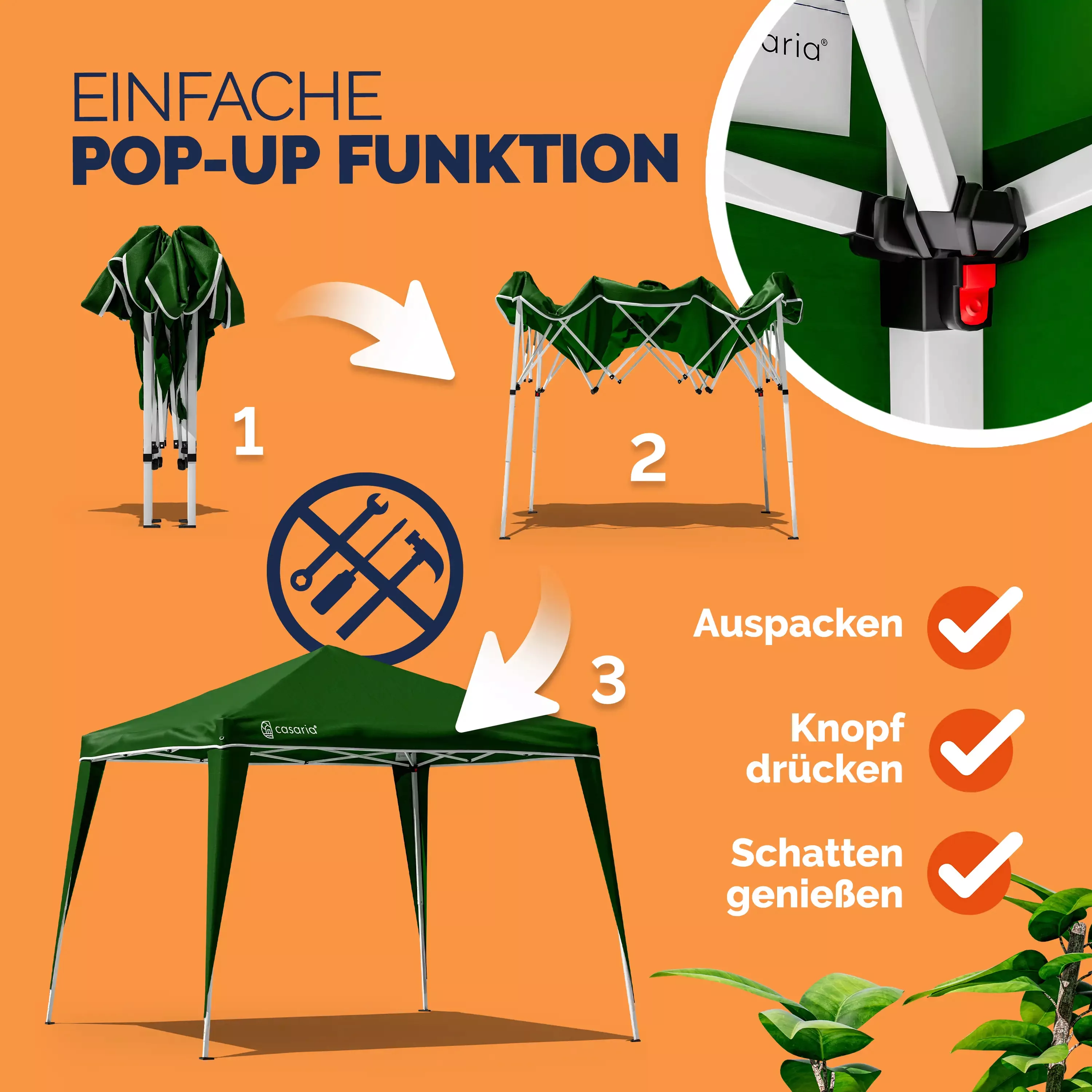 Faltpavillon Capri - Popup Grün 3x3m günstig online kaufen