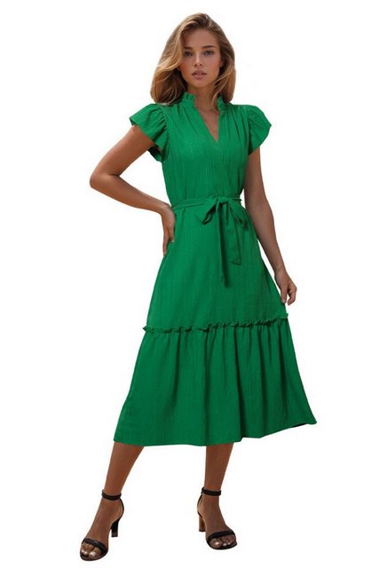 SEGUEN Sommerkleid Temperamentvolle Fliege Ärmel V-Ausschnitt Taille Kleid günstig online kaufen