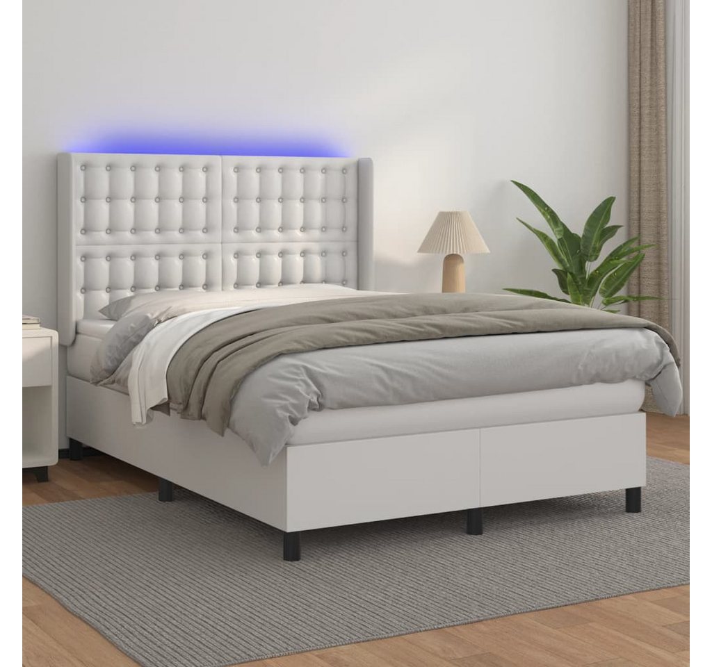 vidaXL Boxspringbett Boxspringbett mit Matratze und LED Kunstleder (140 x 2 günstig online kaufen