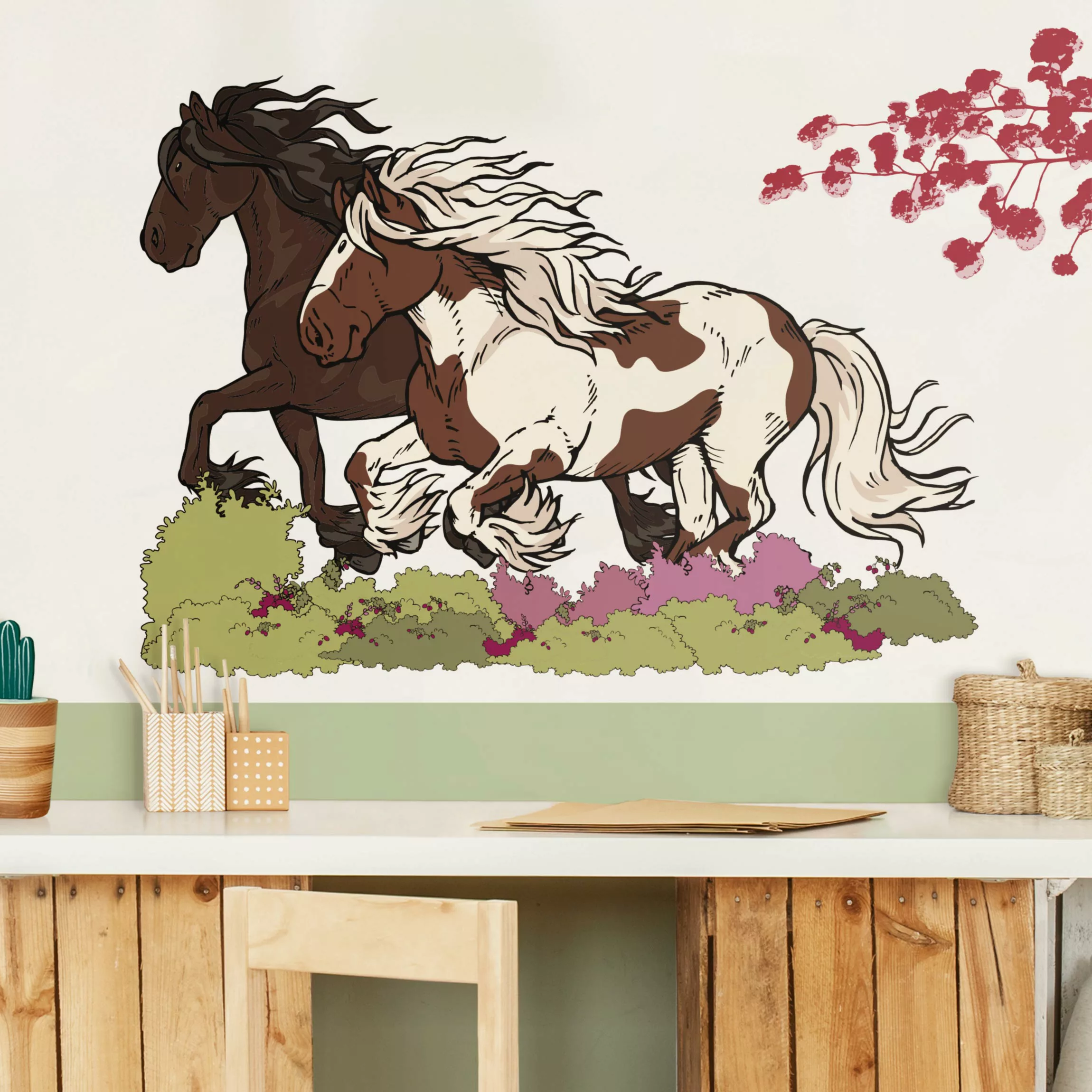 Wandtattoo Kinderzimmer NICI - Horse Club - dunkles und geflecktes Pferd We günstig online kaufen