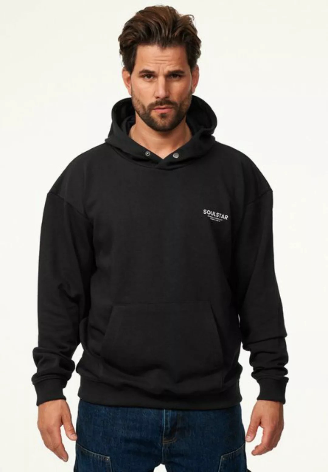 SOULSTAR Hoodie S2ANSAN Herren Oversize Kapuzenpullover mit Button Pullover günstig online kaufen