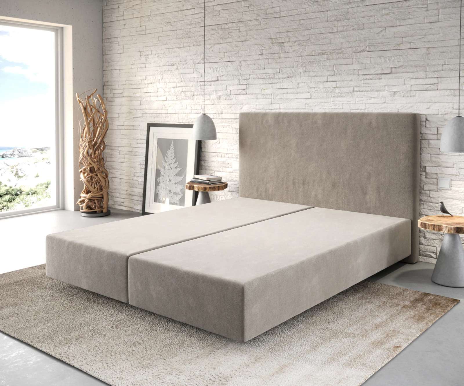 Boxspringgestell Dream-Well 160x200 cm Mikrofaser Beige günstig online kaufen