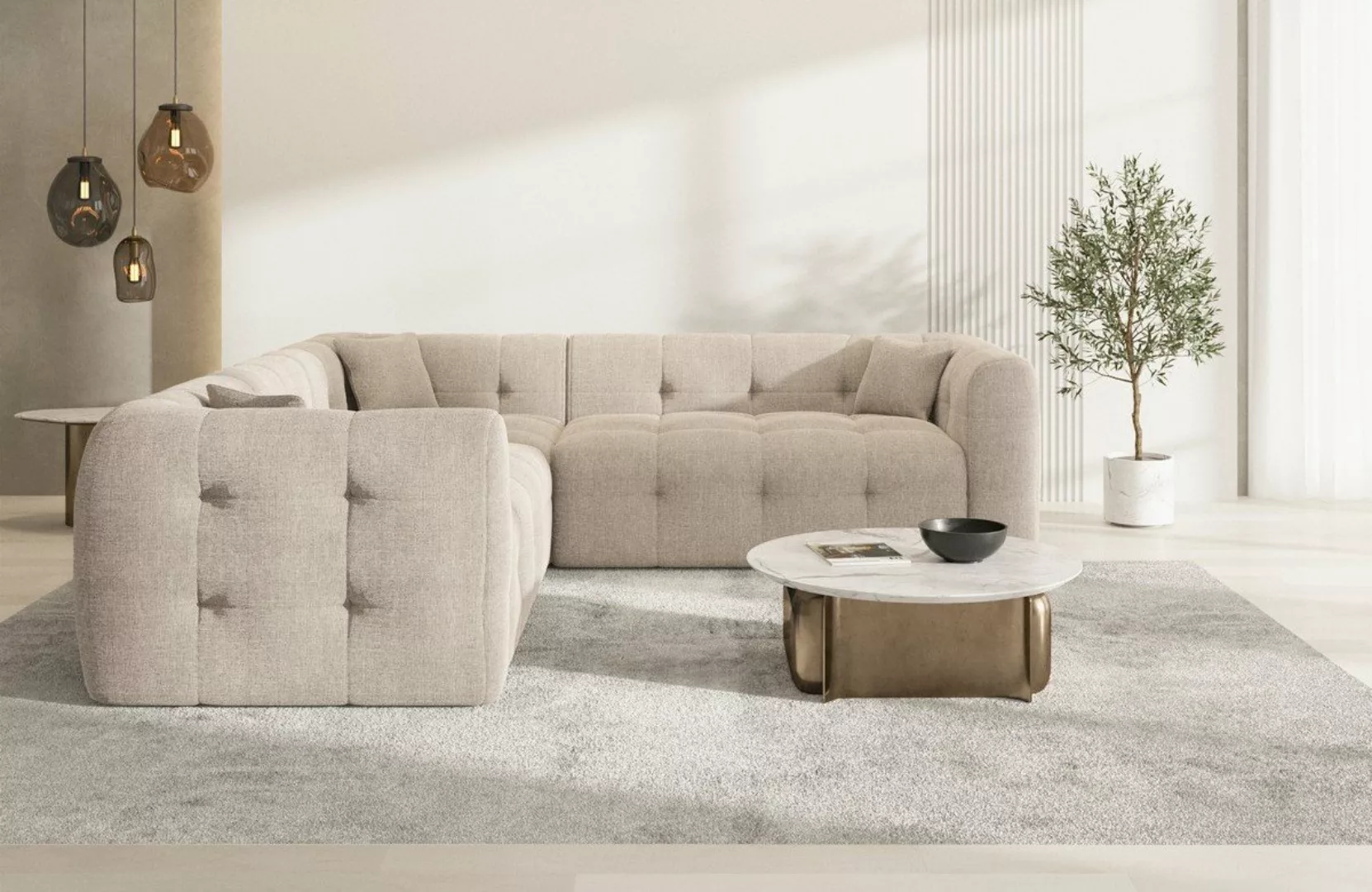 Sofa Dreams Ecksofa Sofa Polsterstoff Eckcouch Samt Lounge Couch Sevilla L günstig online kaufen