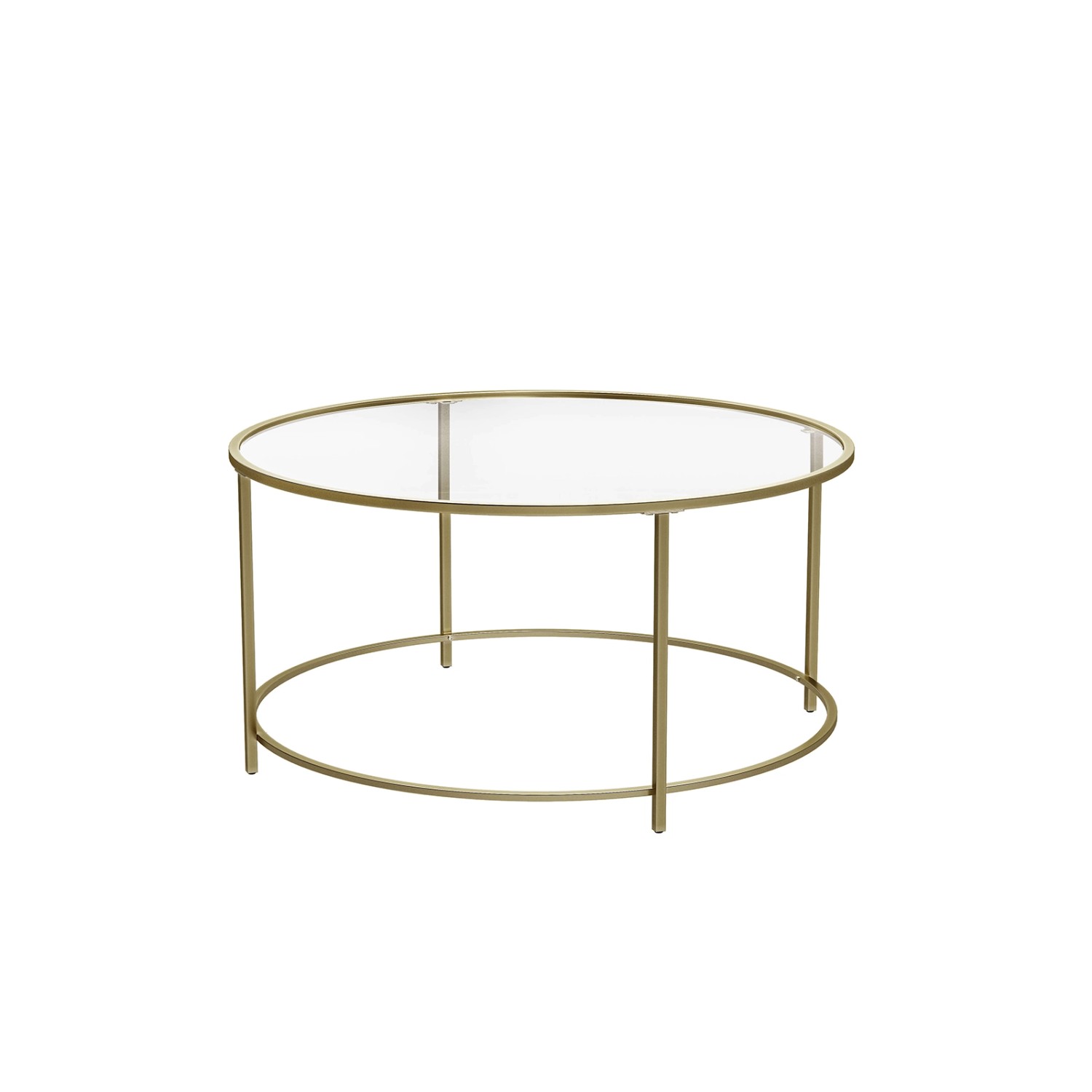 Vasagle Couchtisch Glas Ø 84 cm x 45,5 cm Gold günstig online kaufen