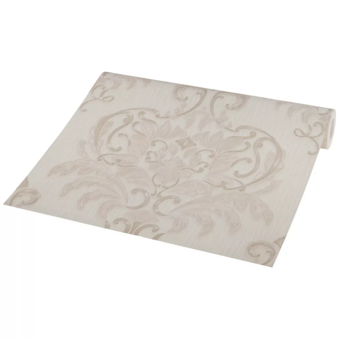 Bricoflor Ornament Tapete Silber Beige Barock Vliestapete Elegant Ideal für günstig online kaufen