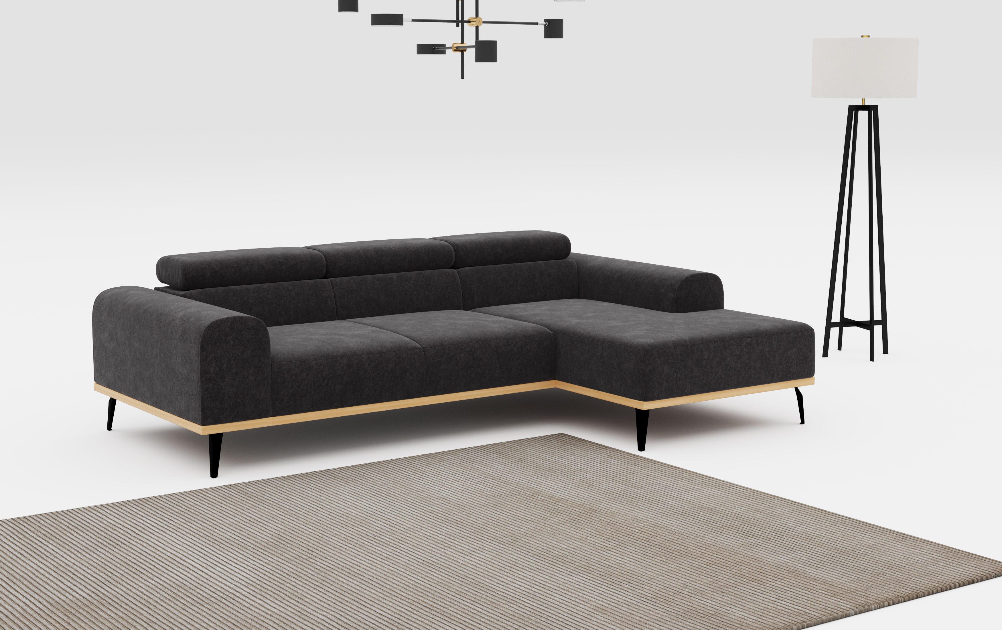 Places of Style Ecksofa "Carlo L-Form", mit Kopfteilverstellung & Holz-Rahm günstig online kaufen