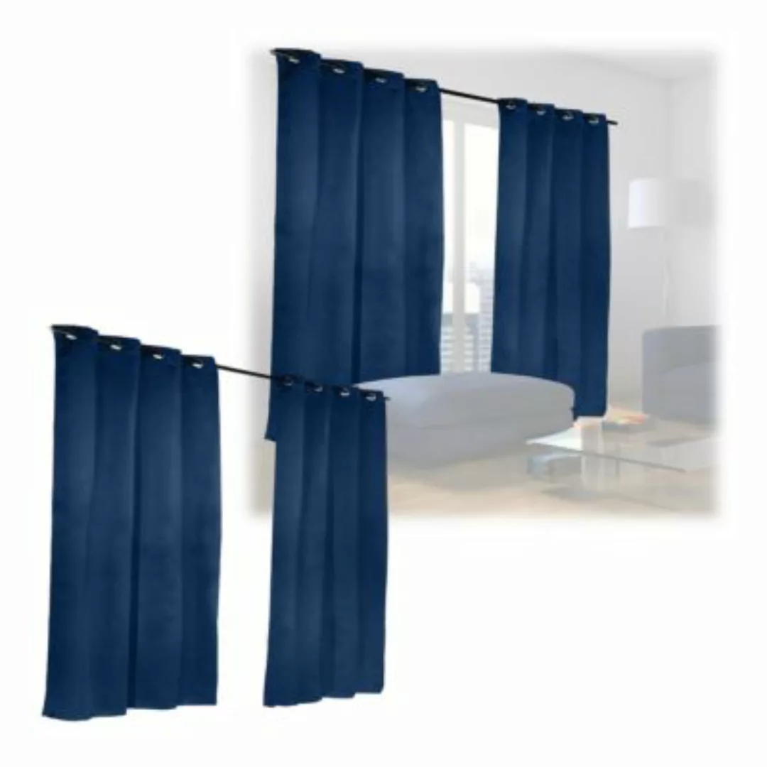 relaxdays 4 x Vorhang blau 175 x 135 cm dunkelblau günstig online kaufen