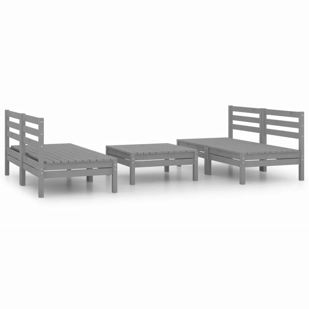 5-tlg. Garten-lounge-set Grau Kiefer Massivholz günstig online kaufen