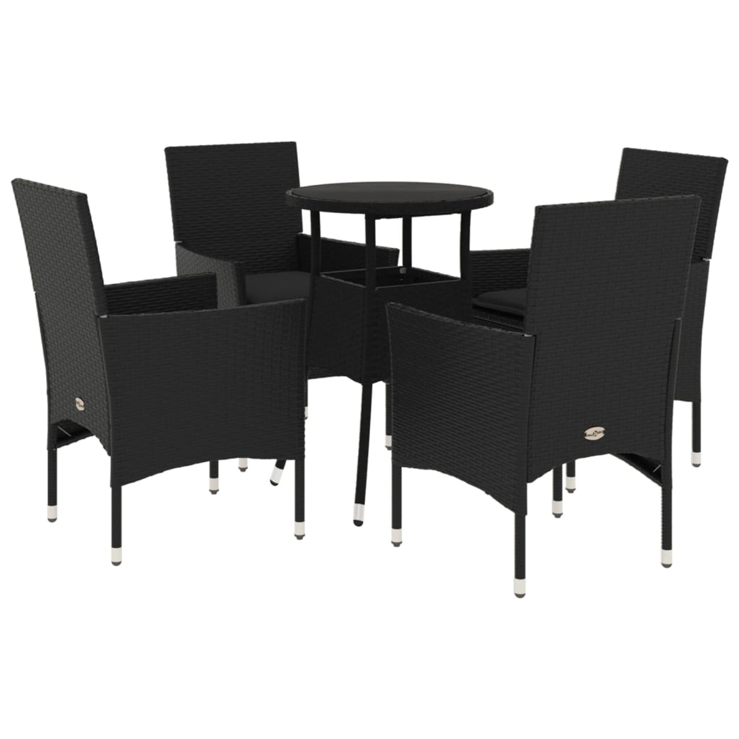 vidaXL 5-Tlg Garten-Essgruppe mit Kissen Schwarz Poly Rattan und Glas 32786 günstig online kaufen