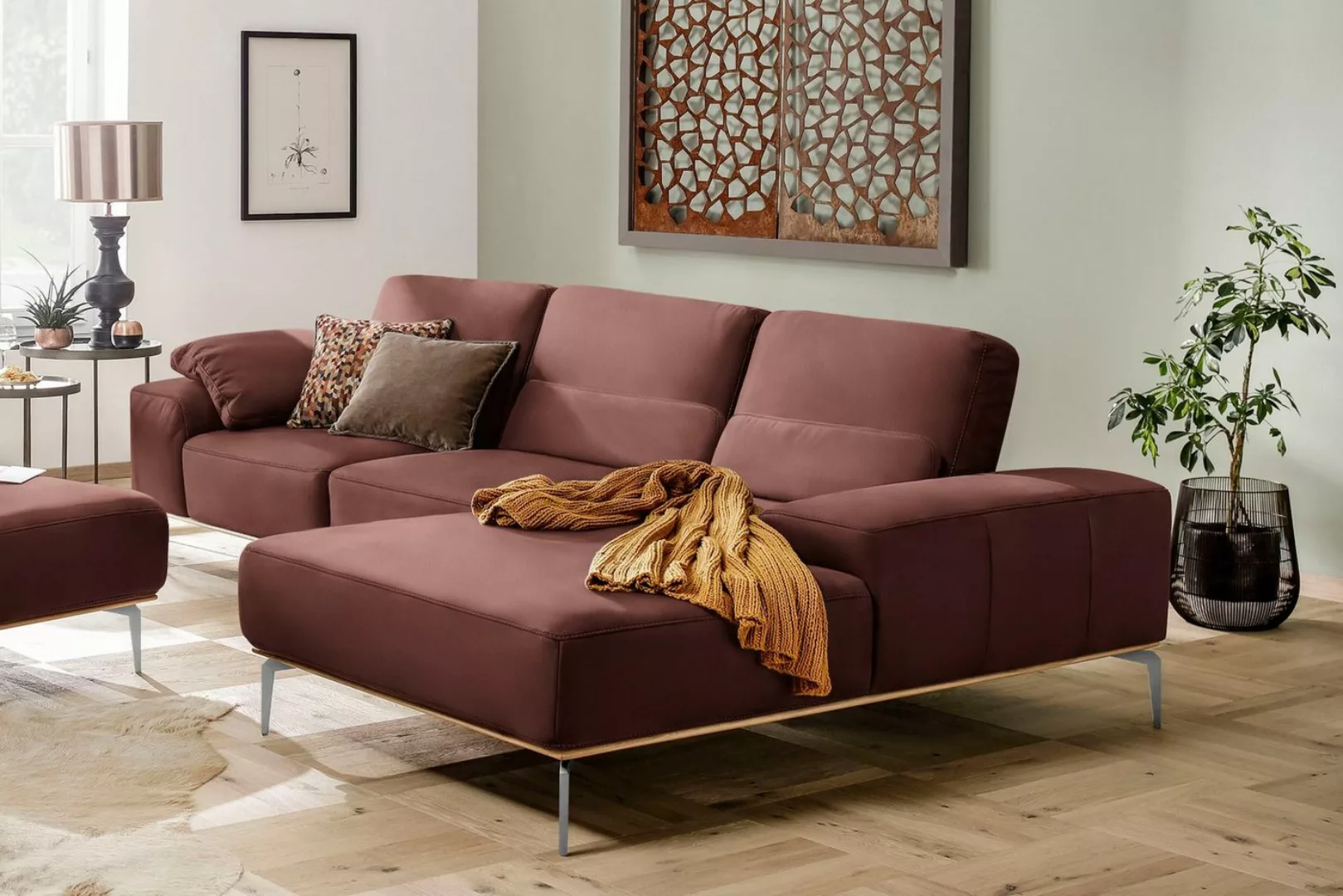 W.SCHILLIG Ecksofa run, mit elegantem Holzsockel, Füße in Chrom glänzend, B günstig online kaufen