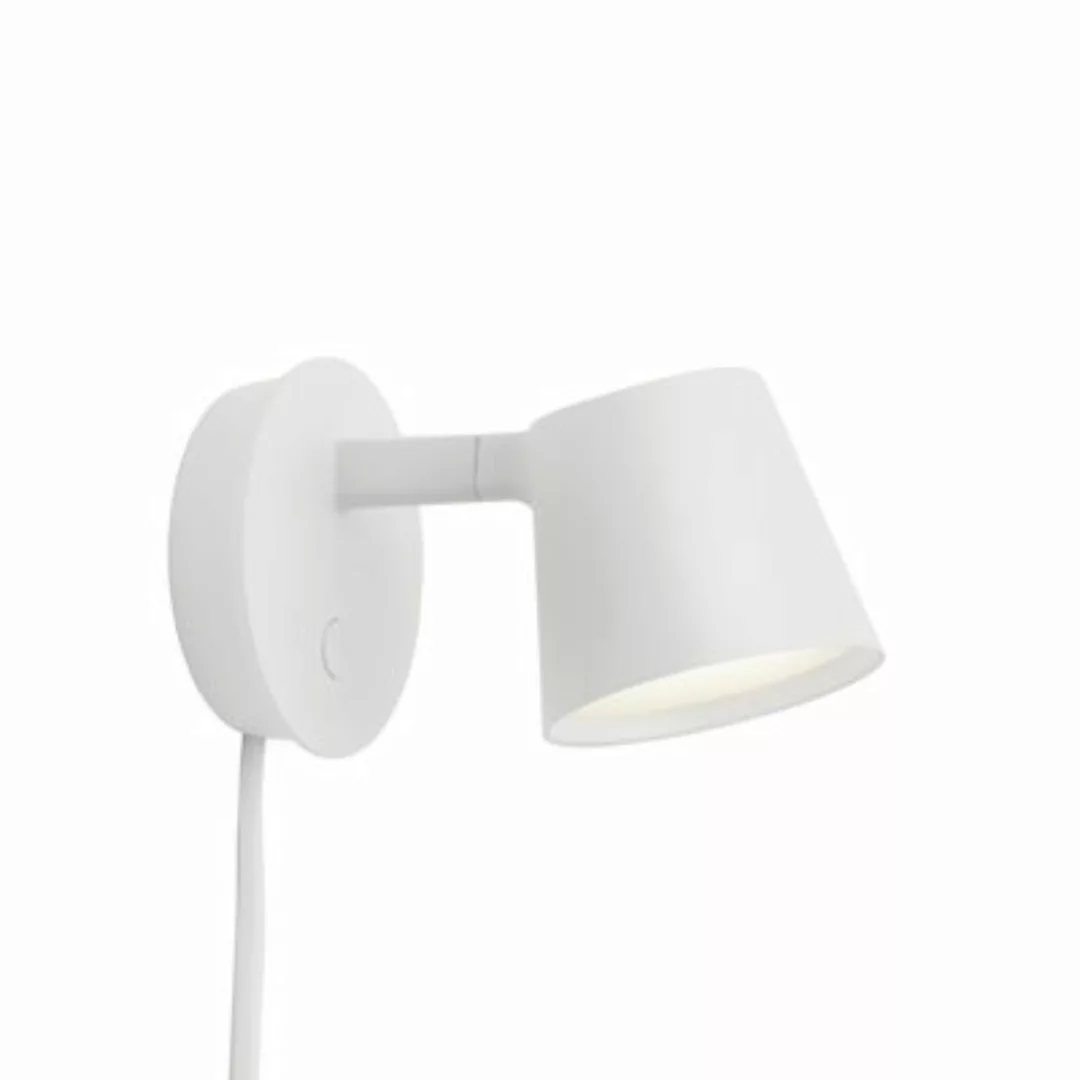 Wandleuchte mit Stromkabel Tip LED metall weiß / Drehbar - Dimmer - Muuto - günstig online kaufen
