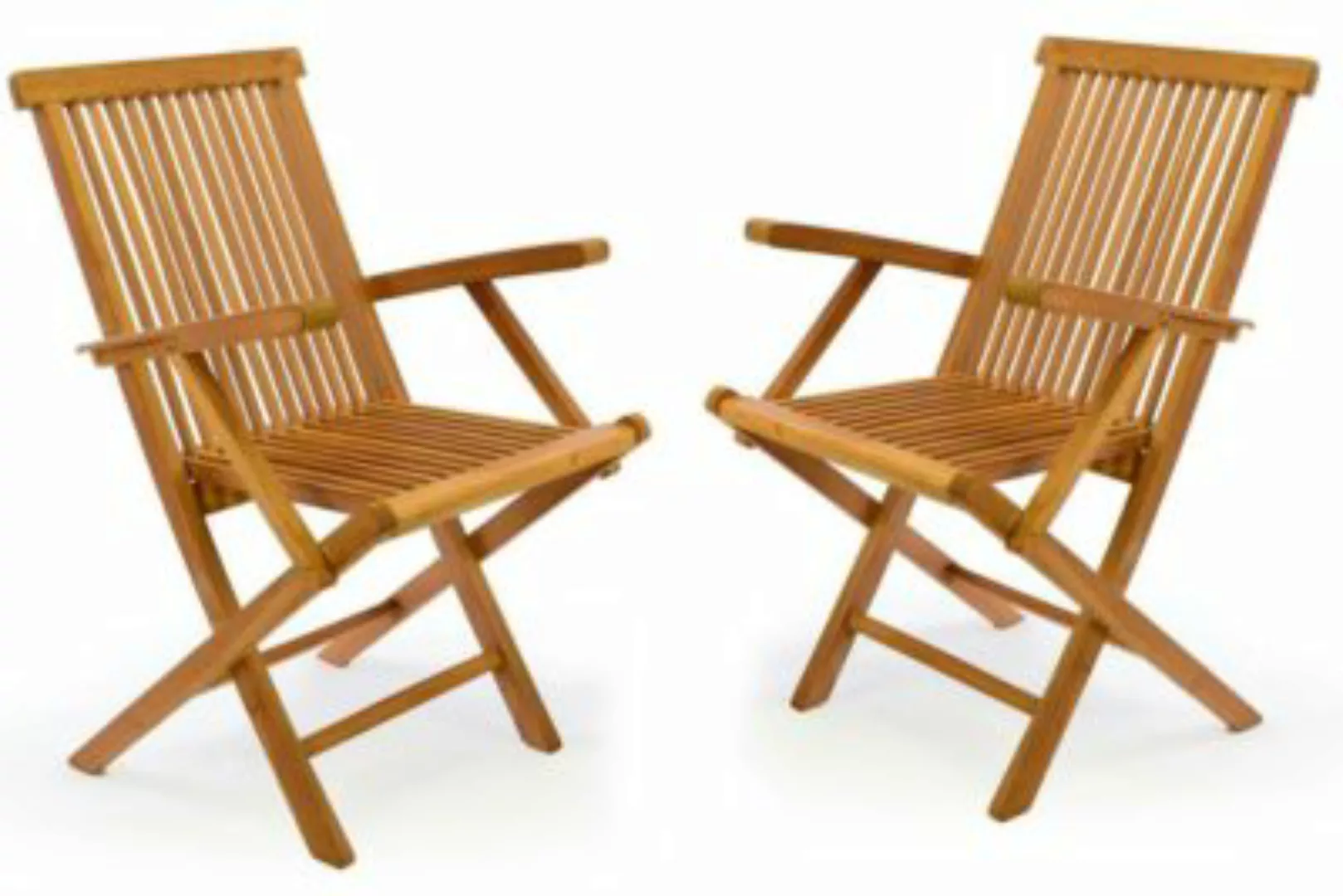VCM 2er Set Gartenstuhl Armlehne Stuhl Teak Holz klappbar massiv behandelt günstig online kaufen