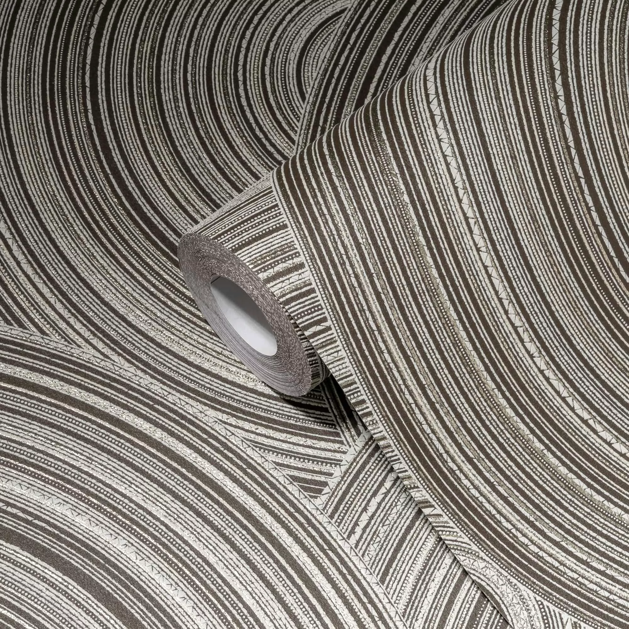 Bricoflor Boho Tapete in Schwarz Weiß Vlies Mustertapete mit Struktur Dunkl günstig online kaufen