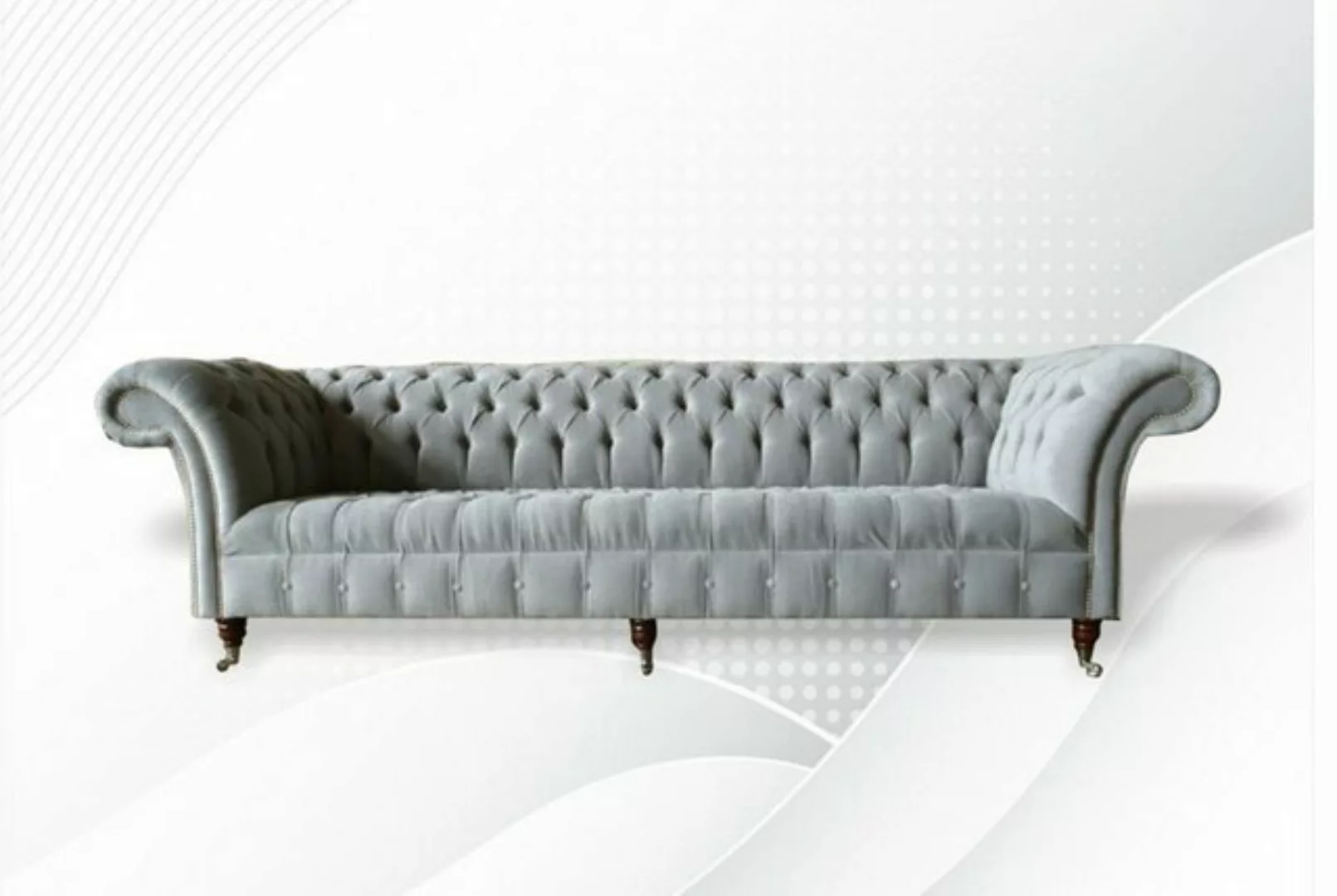 JVmoebel Sofa Graue Big Sofa Couch Chesterfield 265cm Polster Sofas 4 Sitze günstig online kaufen