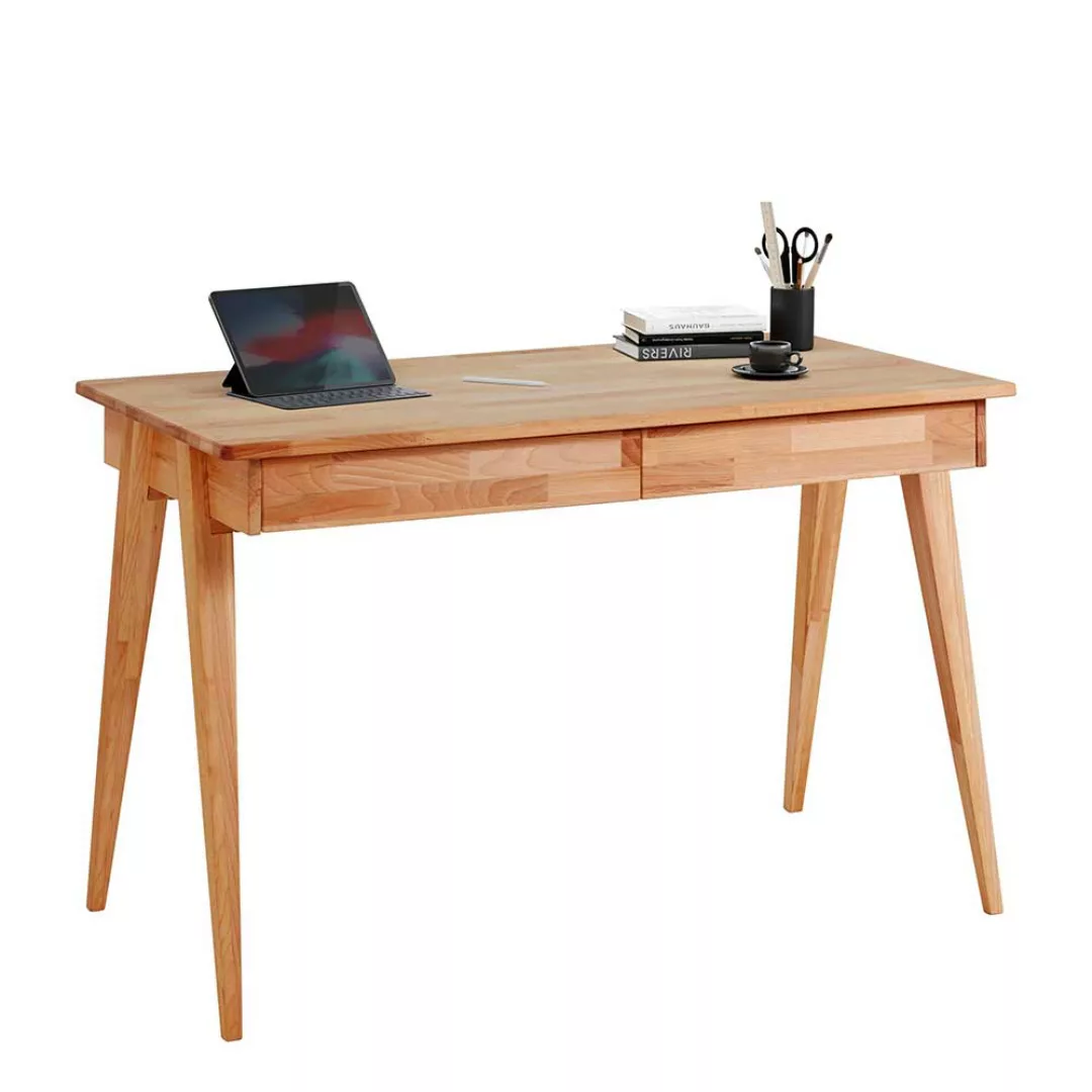 Buche Home Office Schreibtisch im Skandi Design zwei Schubladen günstig online kaufen