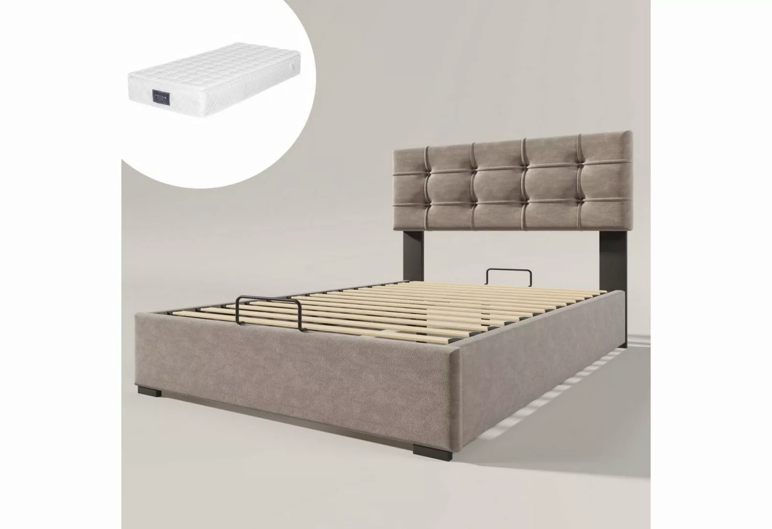 Gotagee Polsterbett Samt Bett Einzelbett Polsterbett mit Stauraum Verstellb günstig online kaufen