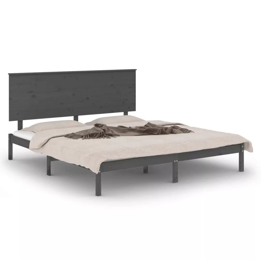 Vidaxl Massivholzbett Grau 150x200 Cm 5ft King Size günstig online kaufen