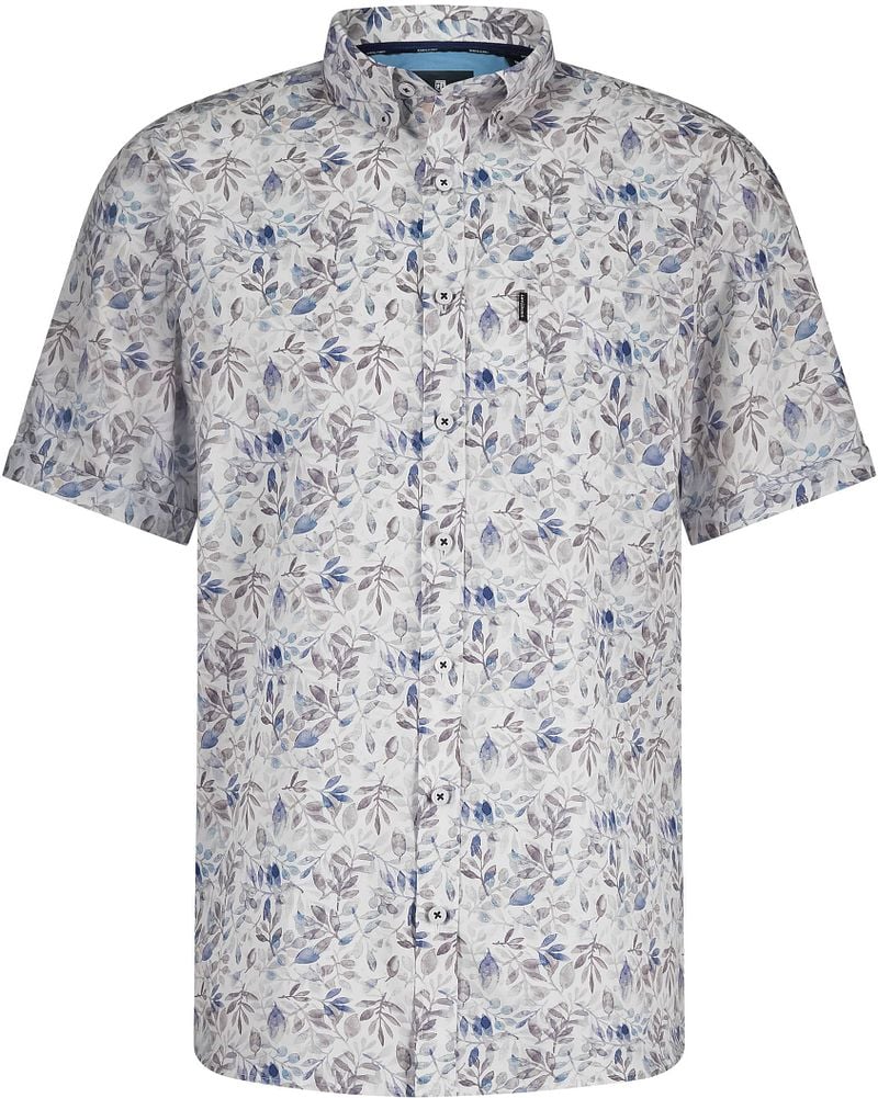 State Of Art Short Sleeve Poplin Hemd Beige Blau - Größe XXL günstig online kaufen