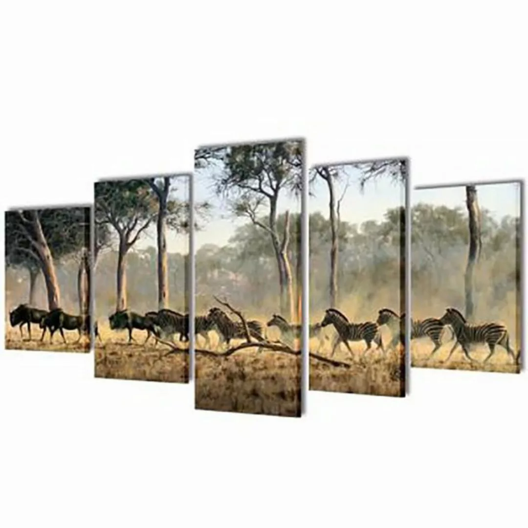 vidaXL Fotohintergrund Leinwandbilder Set Zebras 100 x 50 cm günstig online kaufen