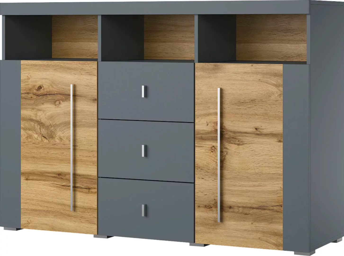 INOSIGN Sideboard "Roger,Breite 132cm, stilvolle Schrank, 2 Holztüren 3 Sch günstig online kaufen