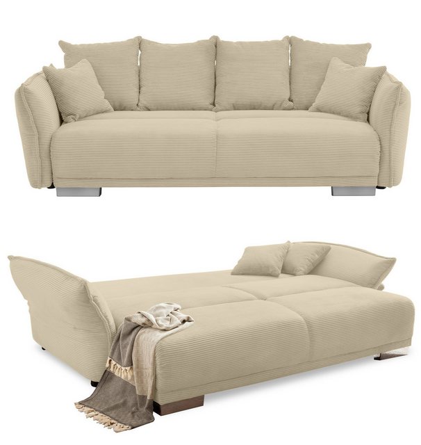 luma-home Big-Sofa 17215, mit Bettfunktion 242x131 cm, rasterlose Armlehnen günstig online kaufen