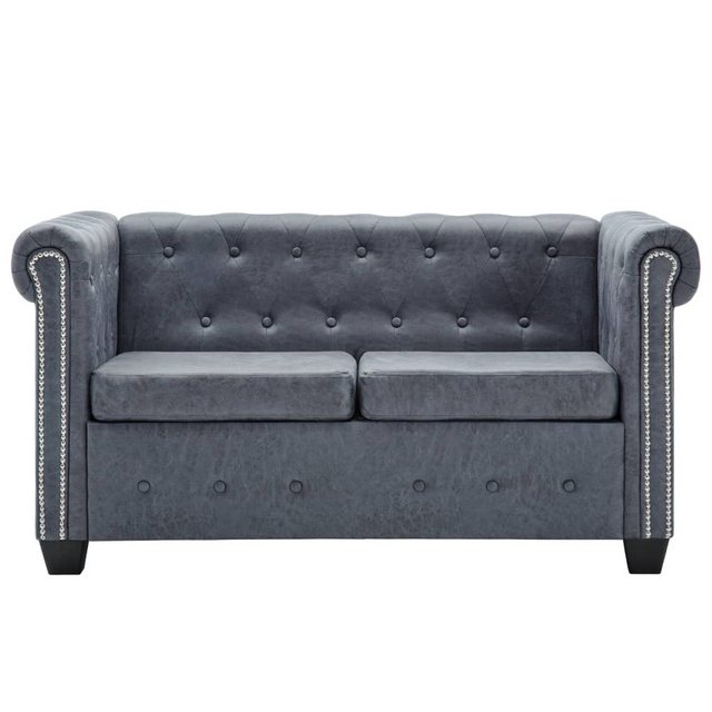 vidaXL Sofa Chesterfield-Sofa 2-Sitzer Kunstwildleder Grau günstig online kaufen