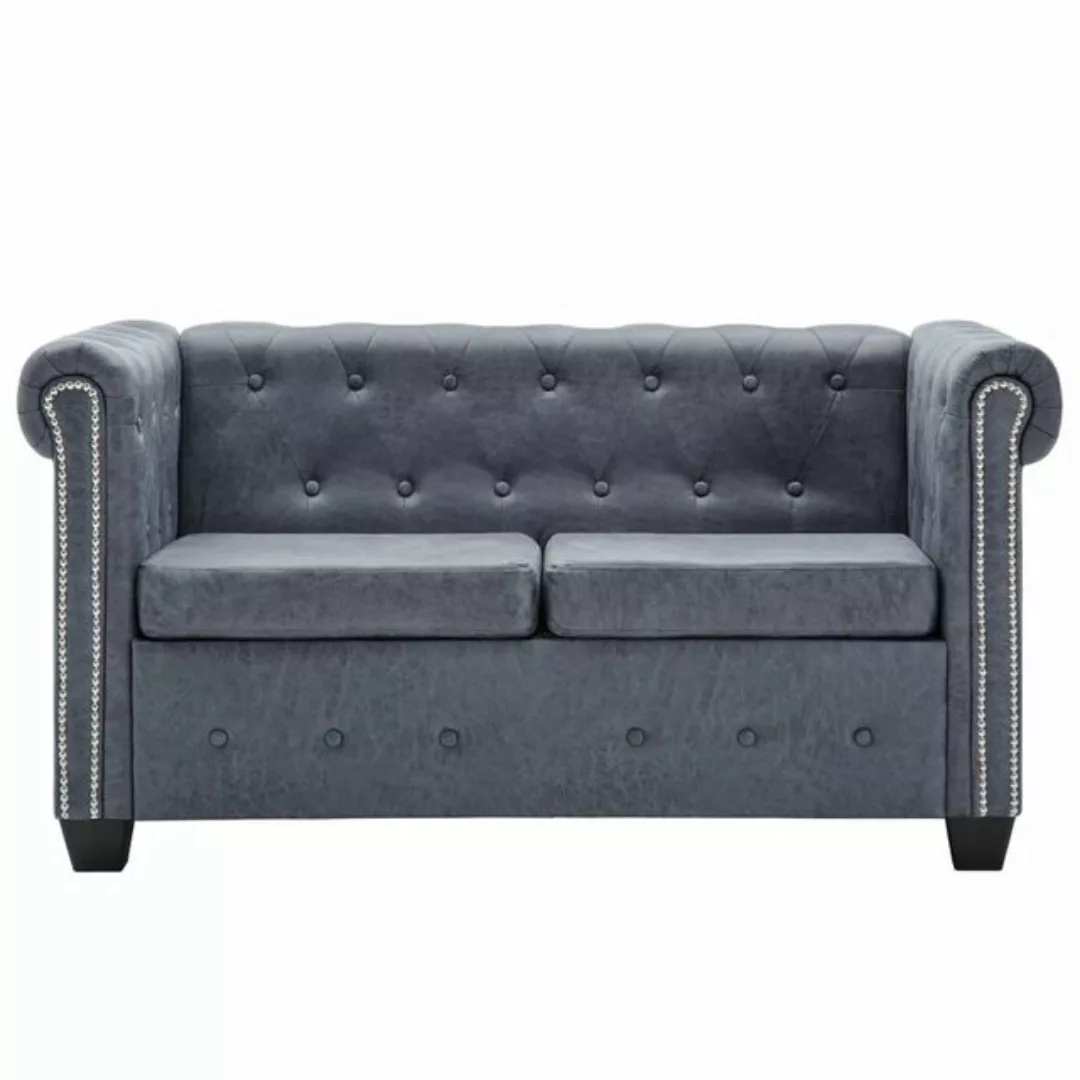 vidaXL Sofa Chesterfield-Sofa 2-Sitzer Kunstwildleder Grau günstig online kaufen