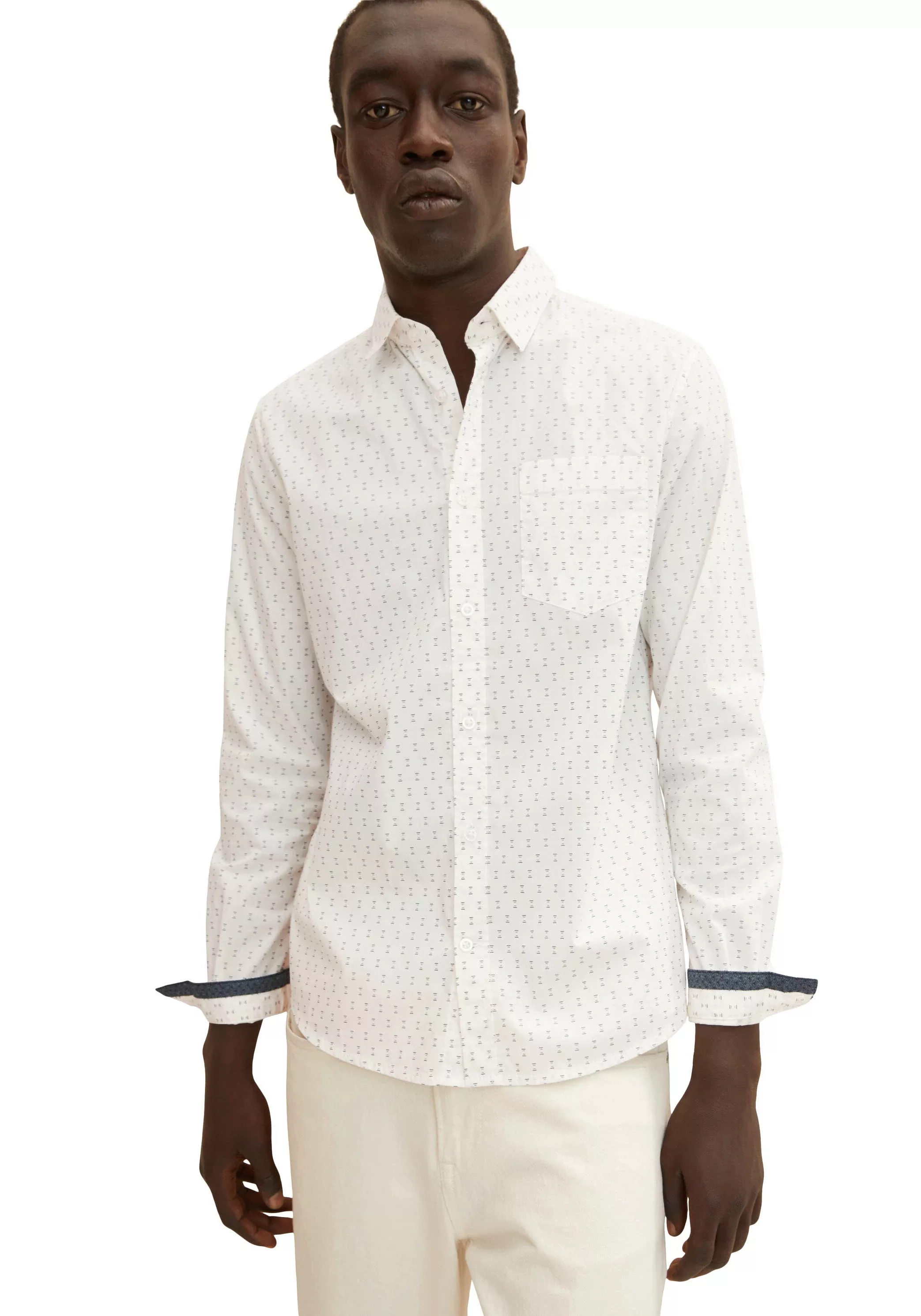 TOM TAILOR Langarmhemd elastisch und mit feinem Minimal-Print günstig online kaufen