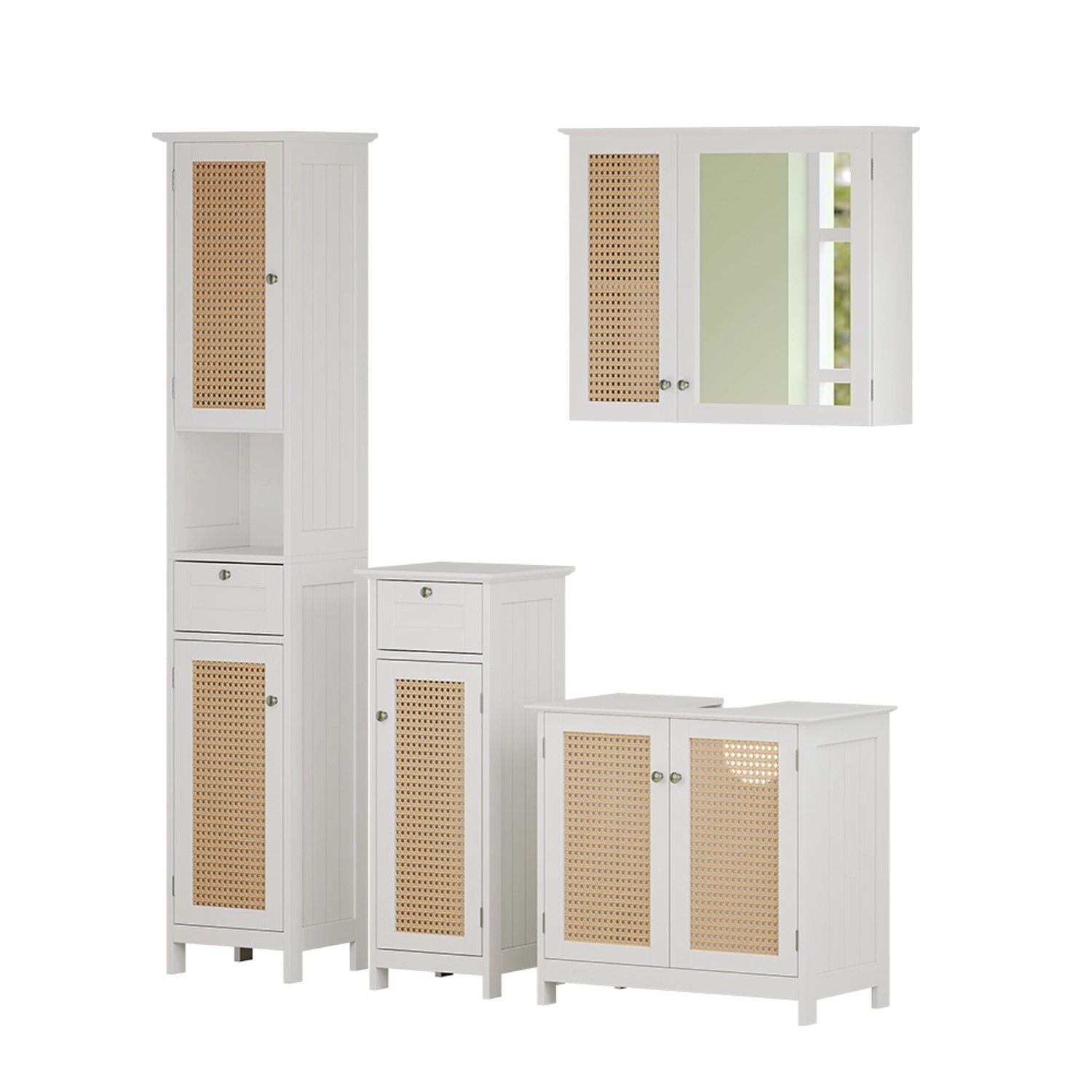 Vicco Badmöbel-Set Rosario Weiß 4 teilig mit Hochschrank günstig online kaufen