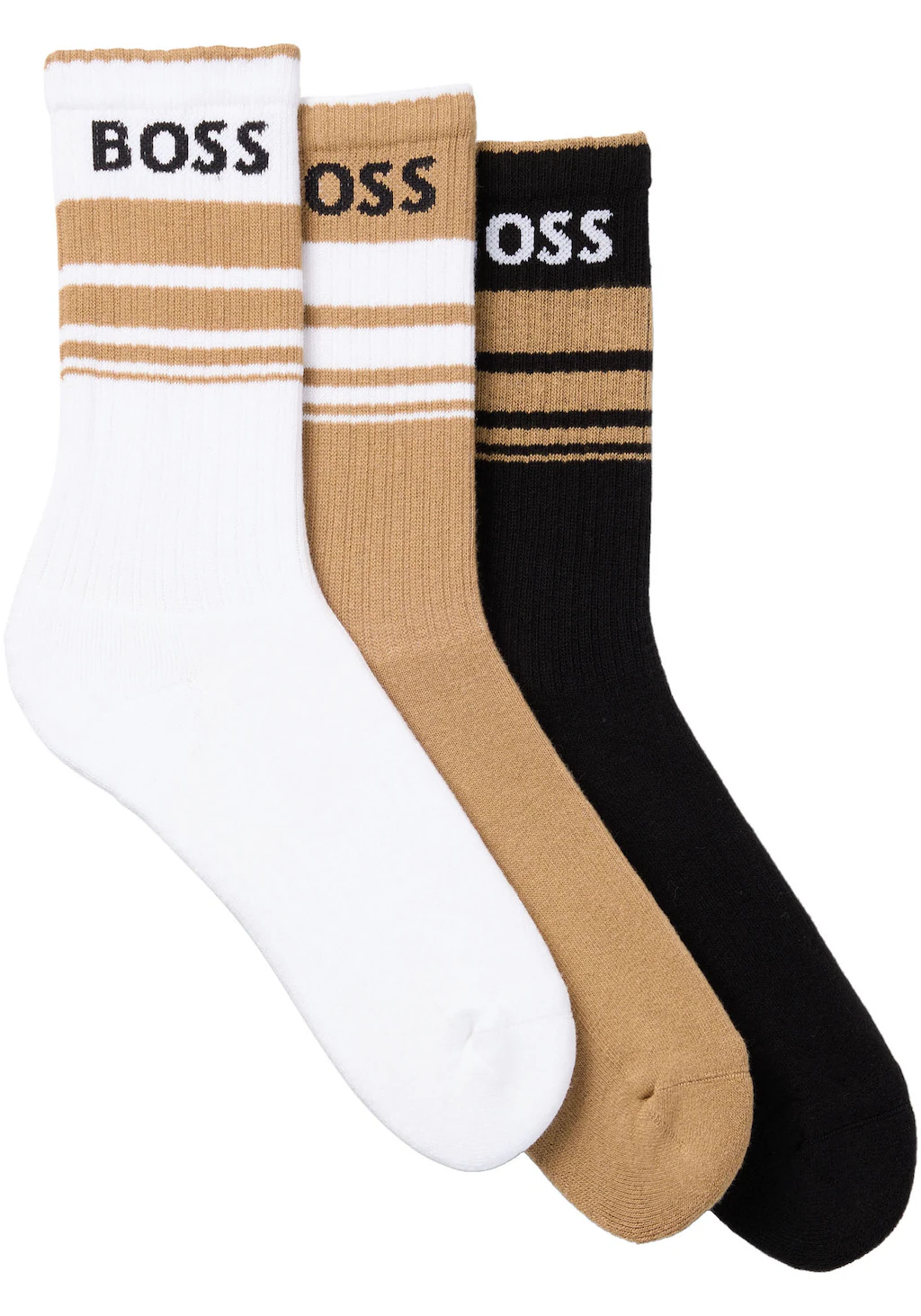 BOSS Freizeitsocken "3P QS Rib Stripe CC", (Packung, 3 Paar), mit BOSS Logo günstig online kaufen