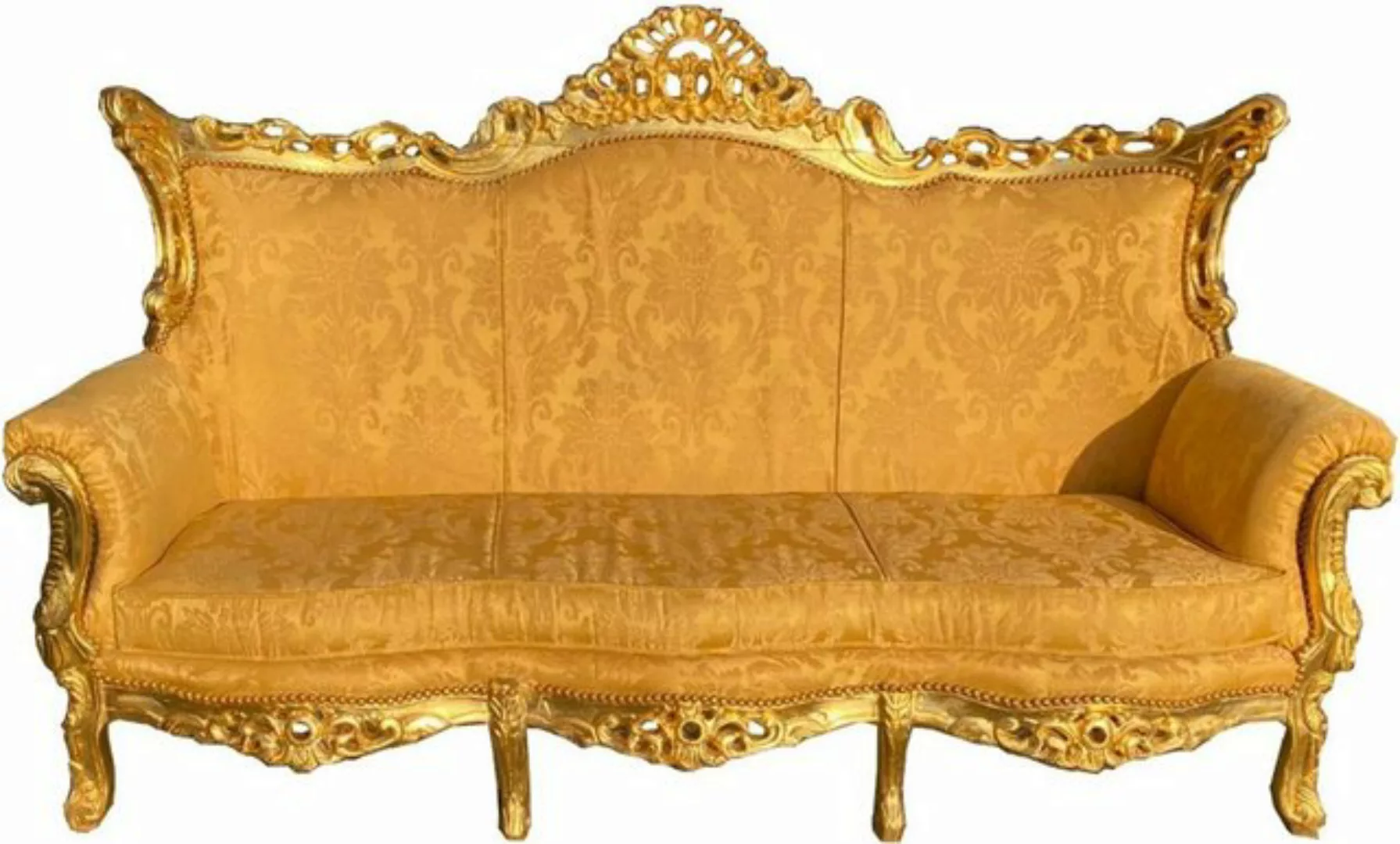 Casa Padrino 3-Sitzer Barock 3er Sofa Gold Bouquet Muster / Gold - Wohnzimm günstig online kaufen