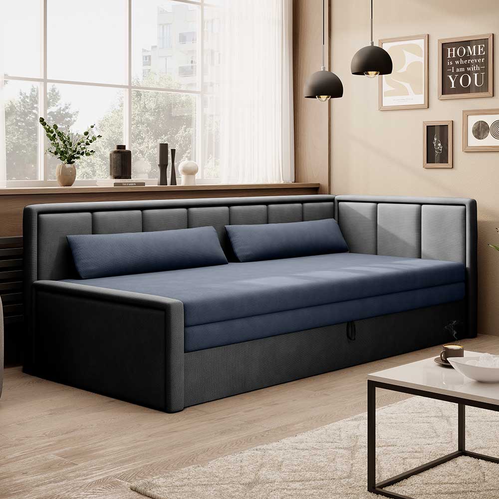 Doppelschlafsofa Eckschlafsofa aus Velours mit Bettkasten günstig online kaufen