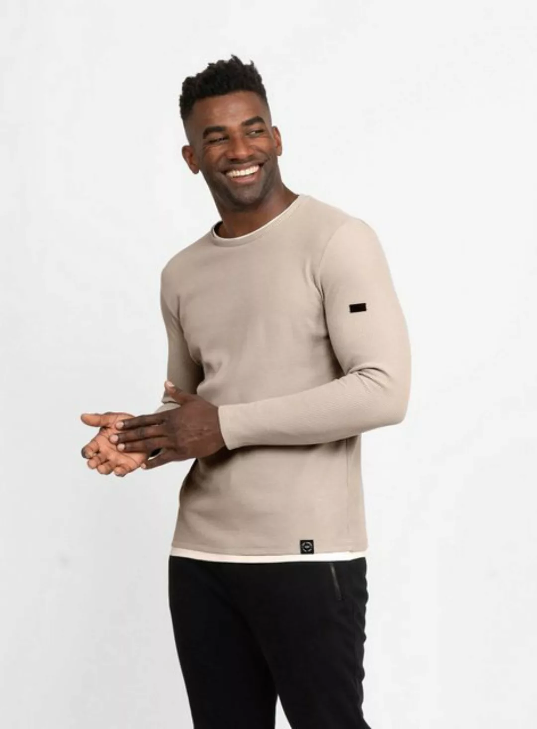 Key Largo Strickpullover Stefano für Herren double Layer Look einfarbig kör günstig online kaufen