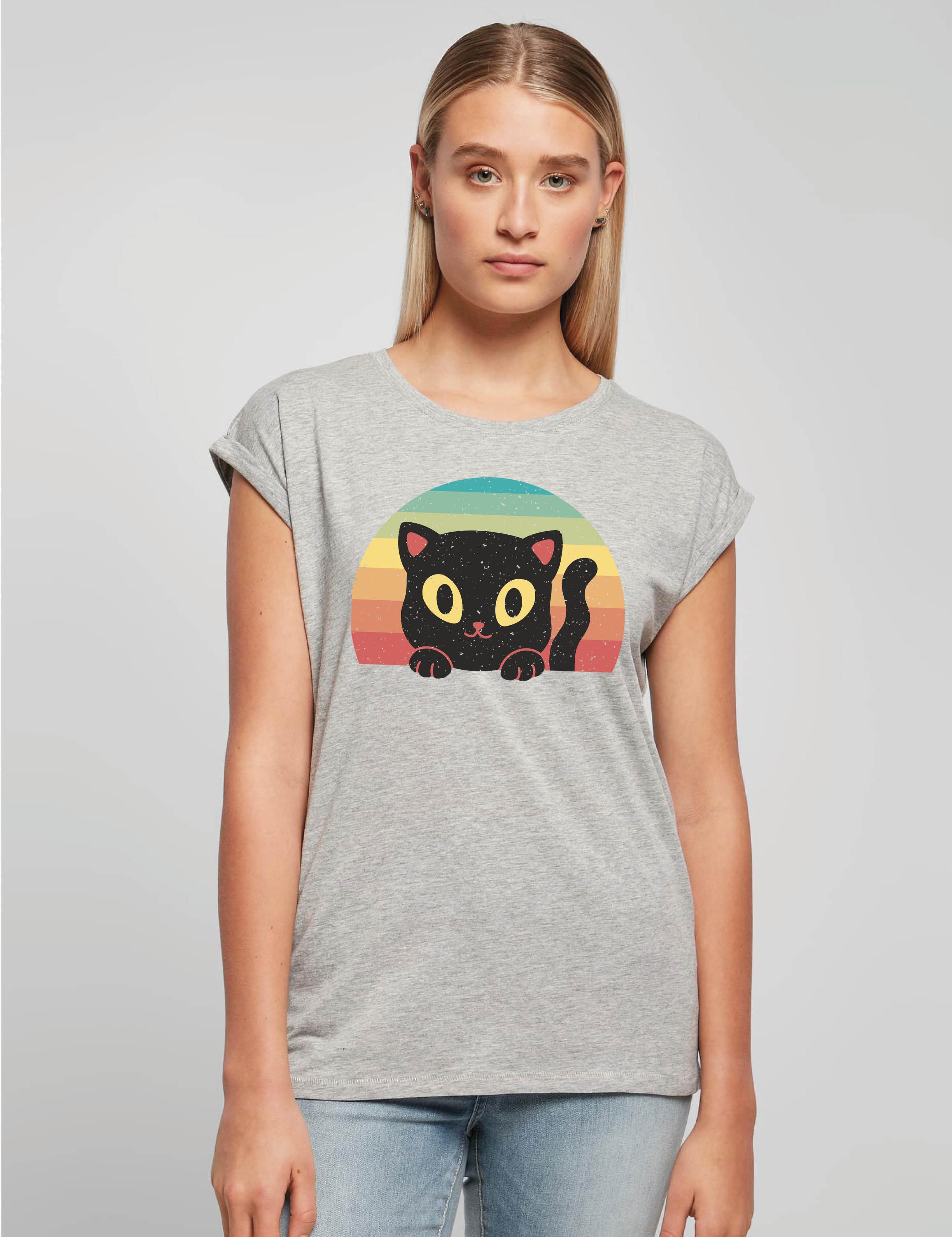Youth Designz Print-Shirt "Retro Black Cat" günstig online kaufen